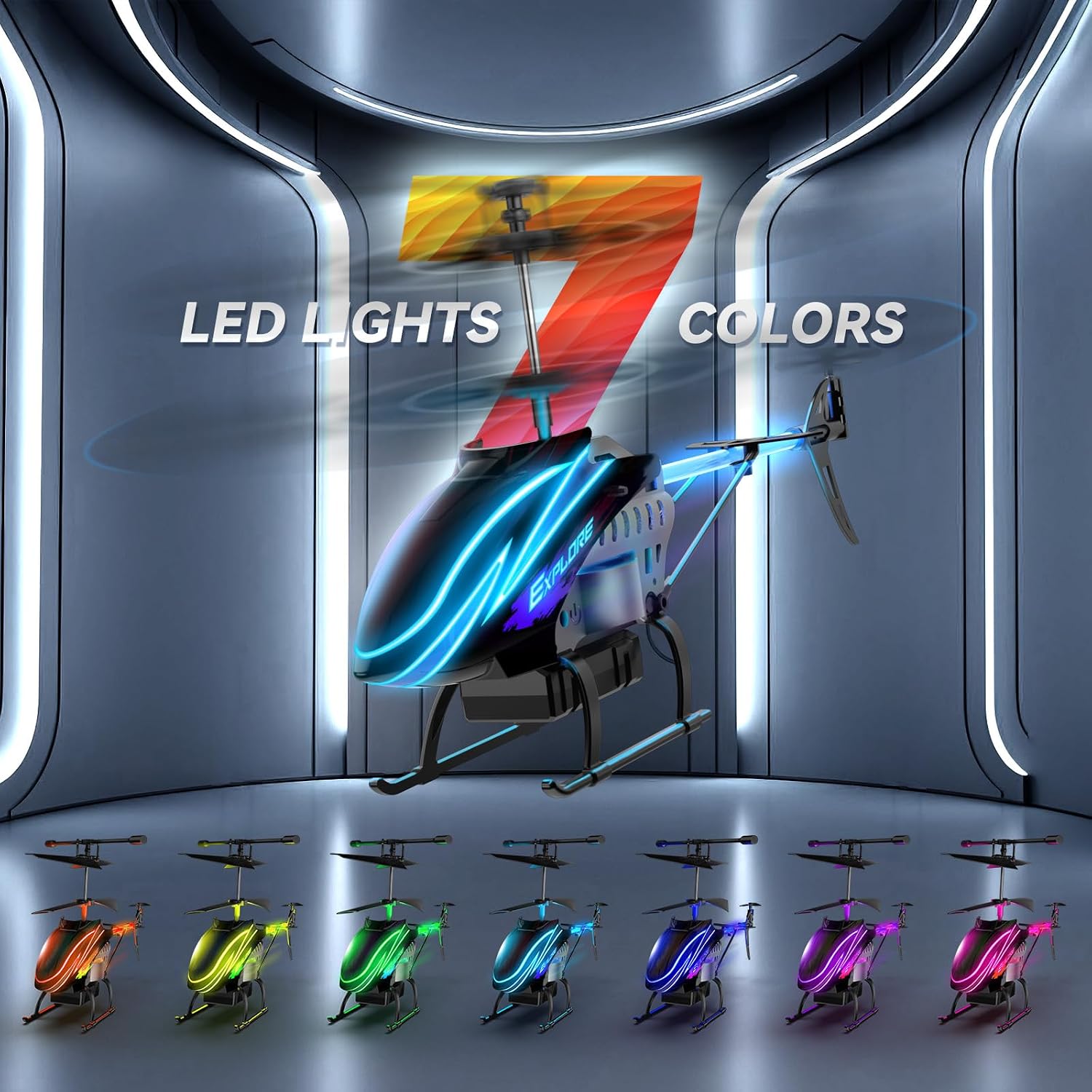 Thumbnail 1 de BUSSGO X11C RC Helicopter with LED Modes, Gyro Hover and 2 Batteries
