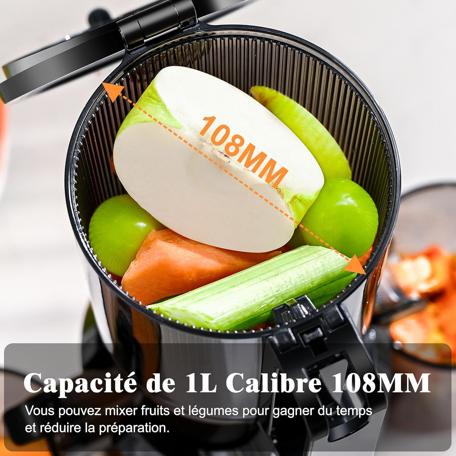 Detalle 2 de Fretta Extracteur de Jus - Grand Ø108 mm, 1 L, Pressage à Froid, Sans BPA