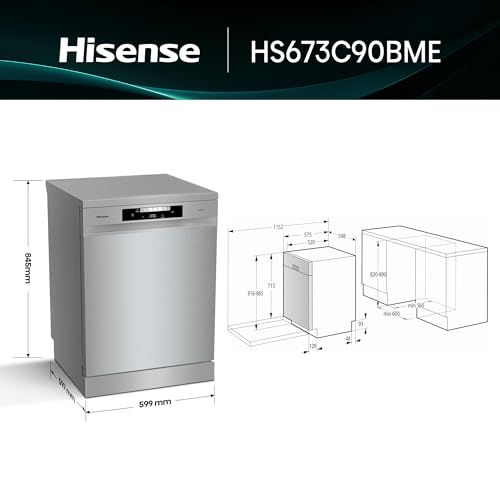 Thumbnail 1 de Hisense HS643C90X lavavajillas de libre instalación con secado automático y capacidad para 16 servicios
