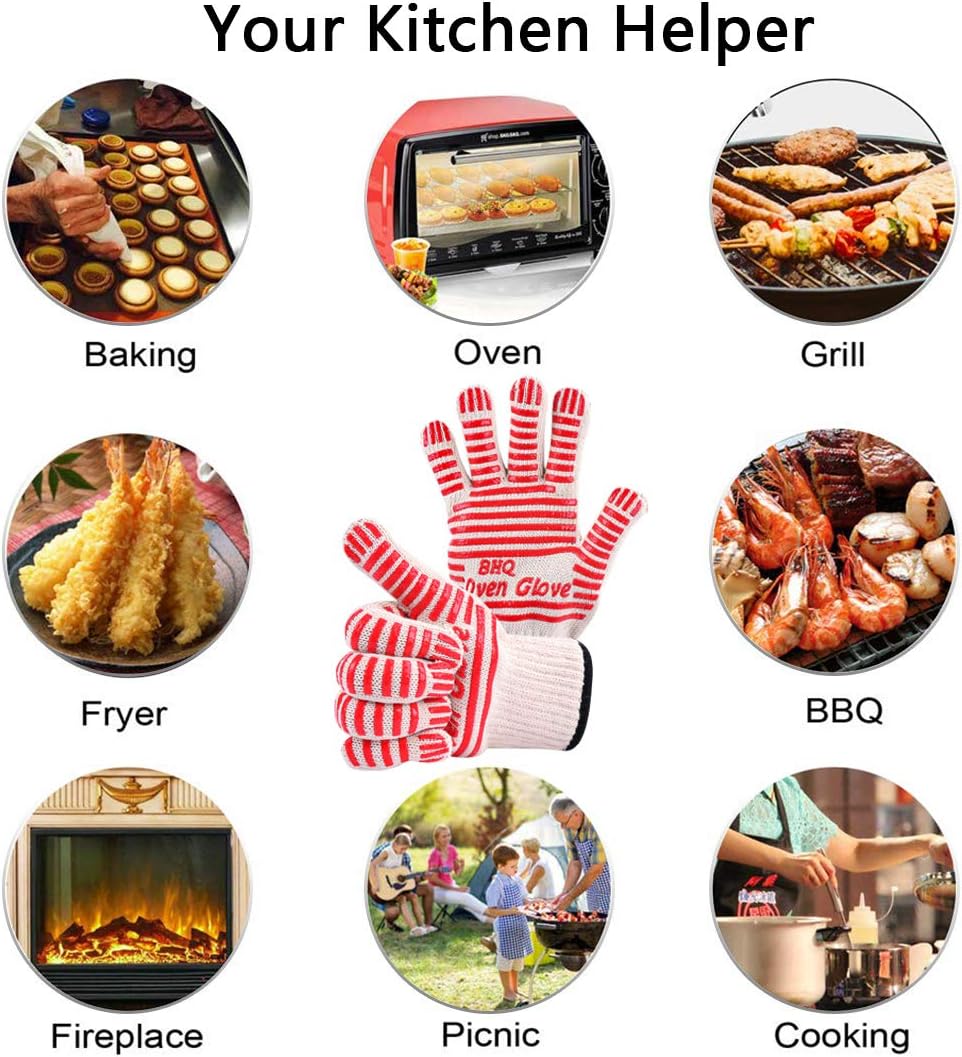 Thumbnail 3 de Revolutionary 250°C Extreme Heat Resistant EN407 Certified Oven Gloves (Nomex & Kevlar) – Red, 2 Pairs