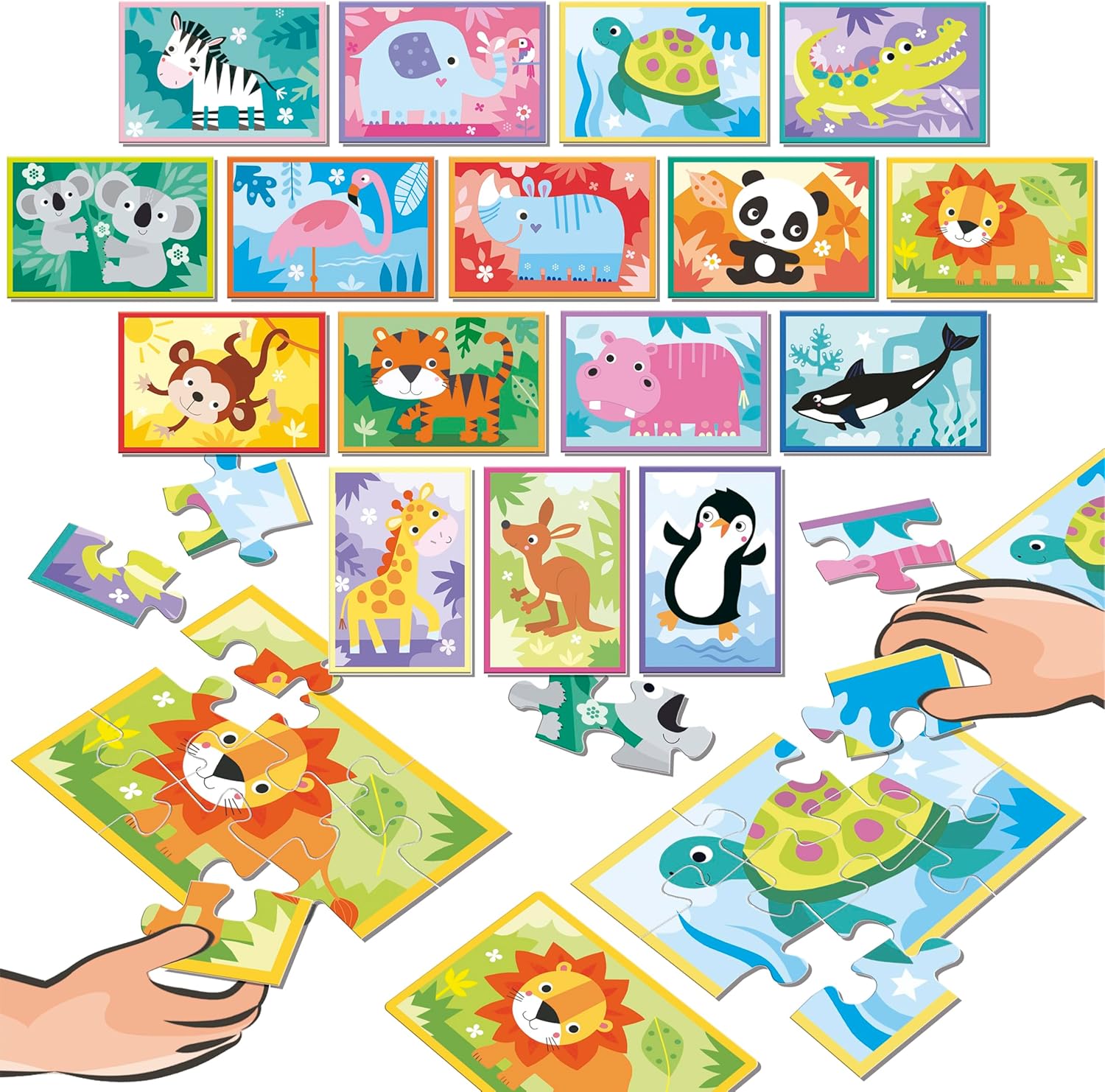 Thumbnail 1 de Educa Puzzle Battle Animals (20116) da 4 anni in su, 16 puzzle da 9 pezzi