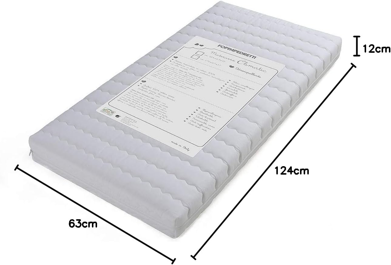Detalle 2 de Foppapedretti Materasso per bambini Climatic: antiacaro, antibatterico e traspirante (124x63x12 cm)