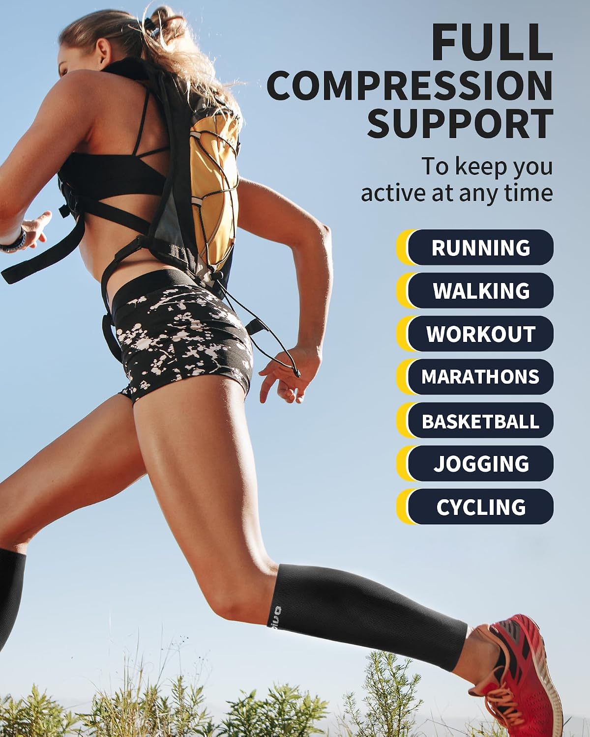 Detalle de CAMBIVO CS12 Calf Compression Sleeves, Footless, Breathable, 2 Pairs