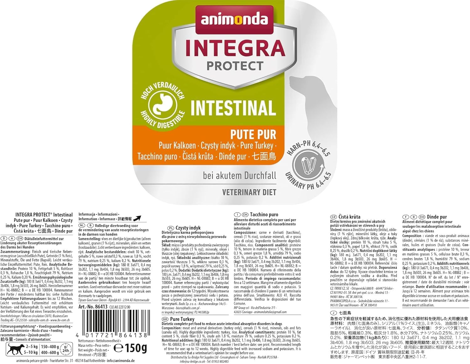 Detalle de animonda INTEGRA PROTECT Intestinal Pute Pur – Nassfutter bei Durchfall & Erbrechen (11 x 150 g)