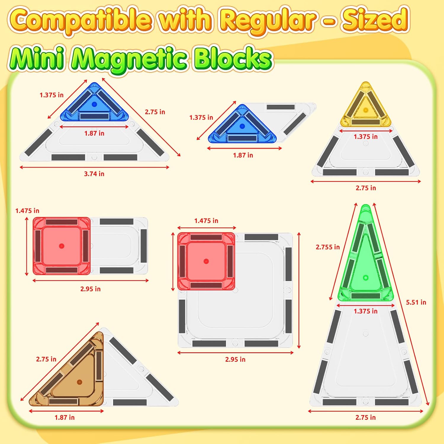 Detalle de 65PCS Mini Travel Magnetic Tiles Set