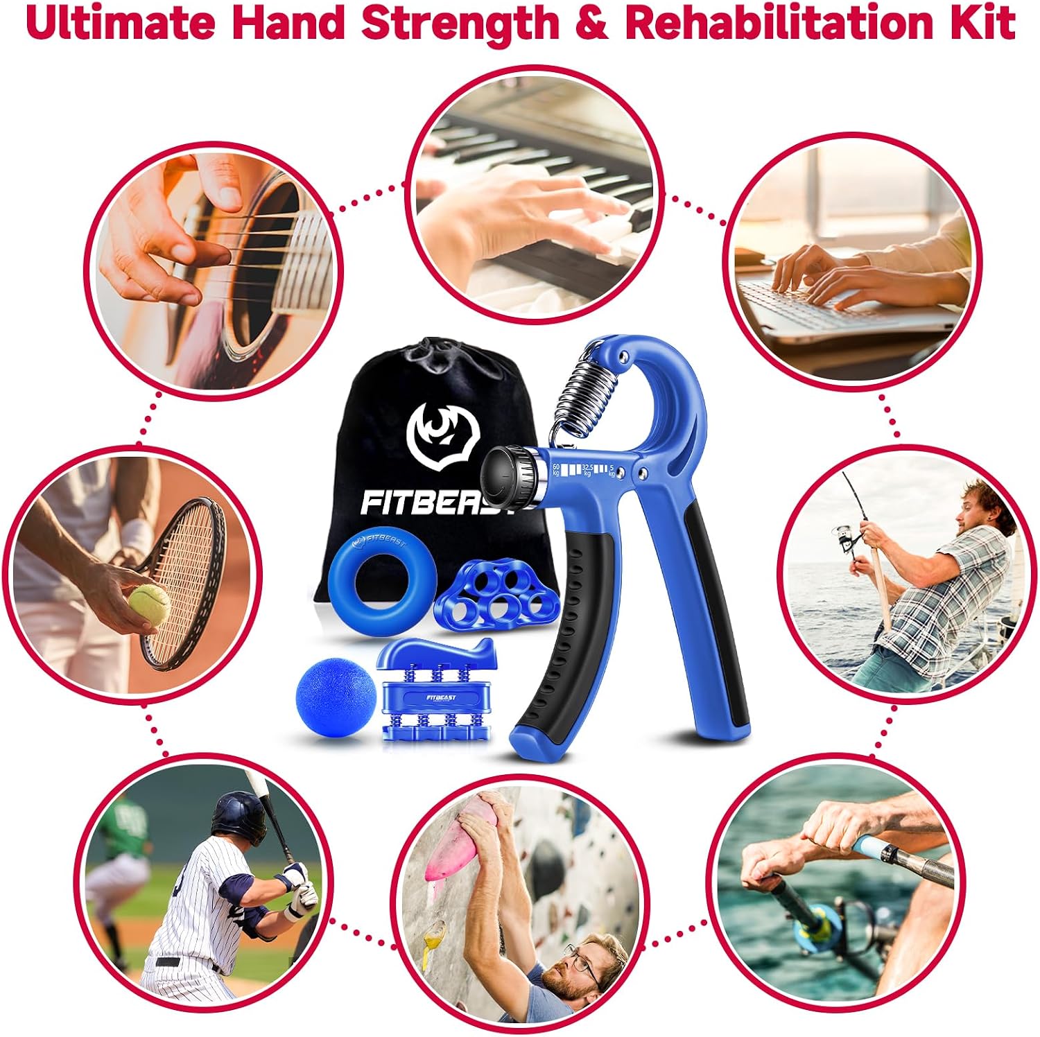 Thumbnail 4 de FitBeast Grip Strengthener 5 Pack for Forearm Strength