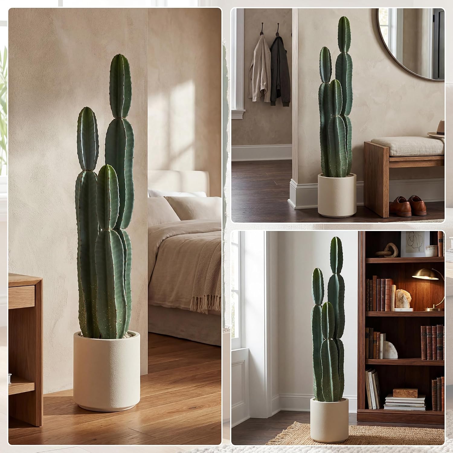 Detalle 2 de HOMCOM 83C-206V00GN kunstcactus van 111 cm in pot, onderhoudsvrij