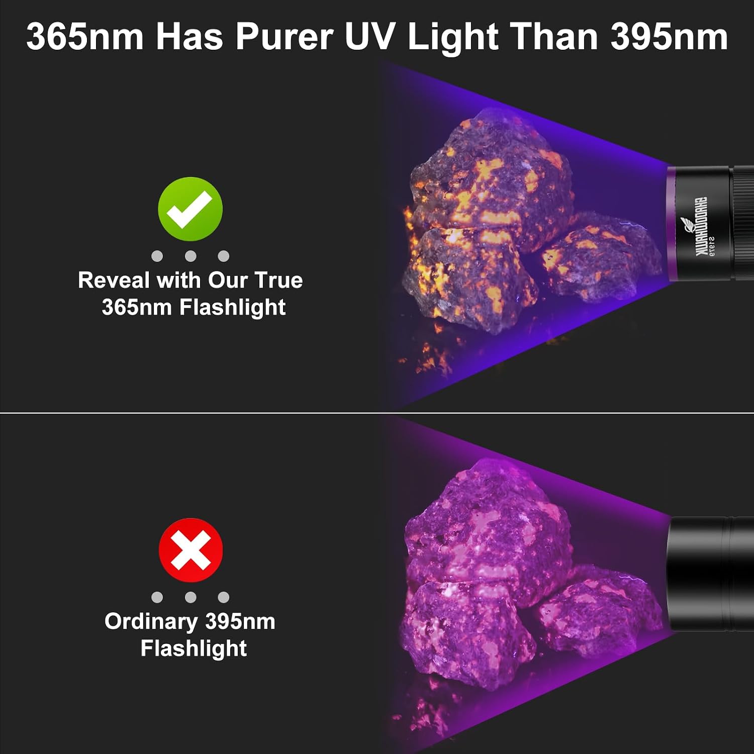 Detalle 2 de Shadowhawk 365nm UV Torch 30W rechargeable ๐ฆ