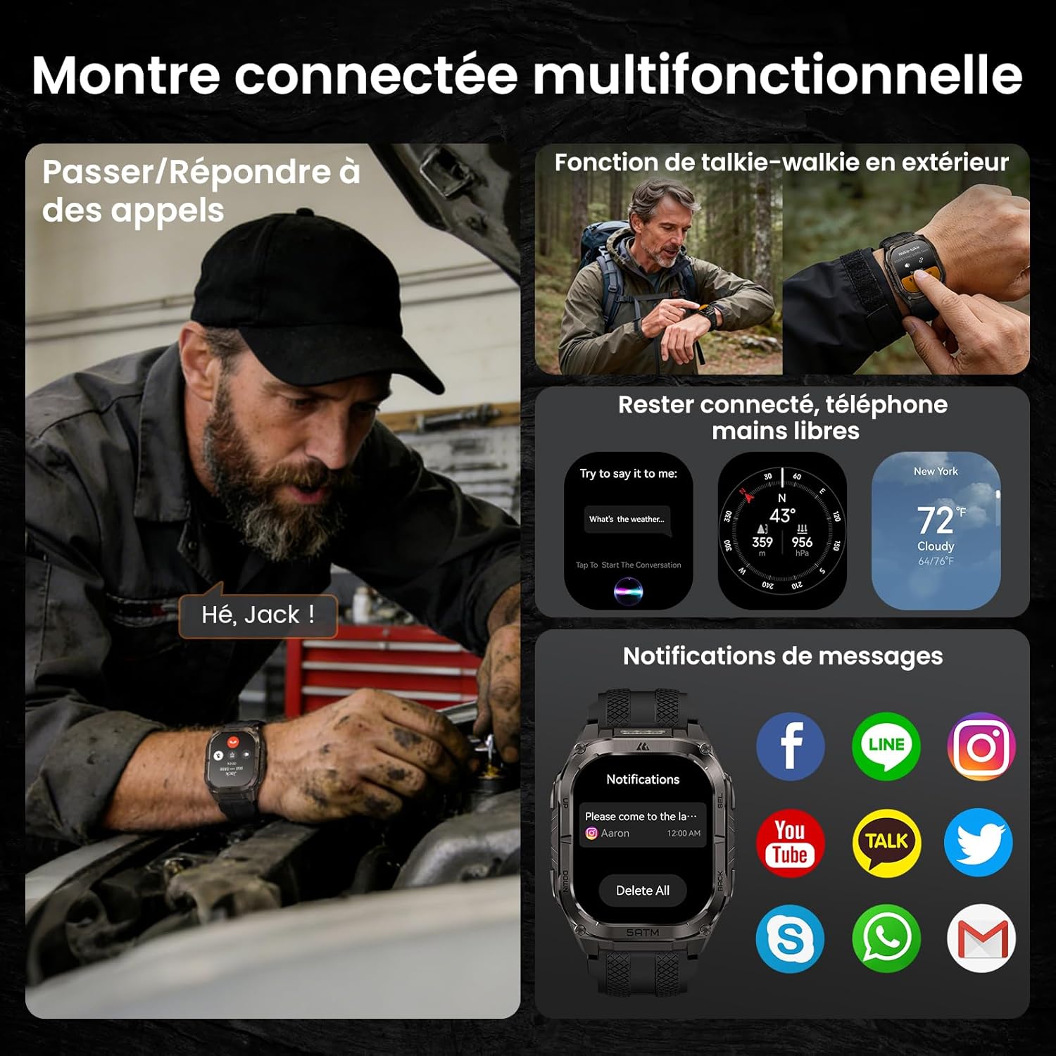 Thumbnail 5 de KOSPET Tank M4C: Montre connectée robuste avec GPS, lampe LED et Talkie-Walkie