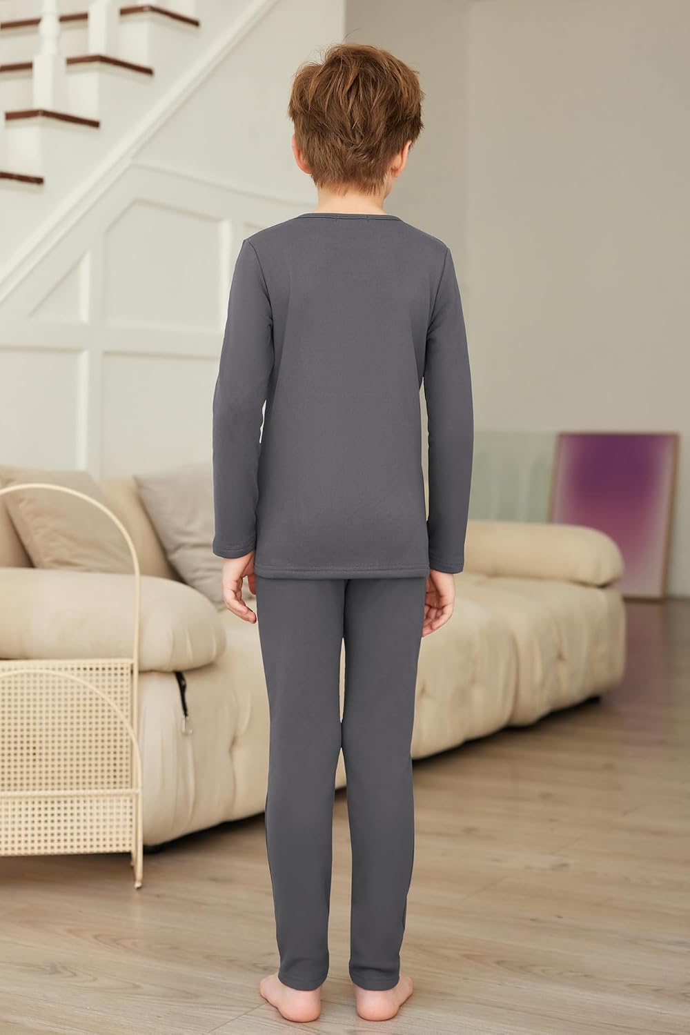 Detalle 2 de Arshiner intimo termico bambino in 2 pezzi (pantaloni e maglia) in tessuto morbido 95% poliestere + 5% elastan, 5–12 anni