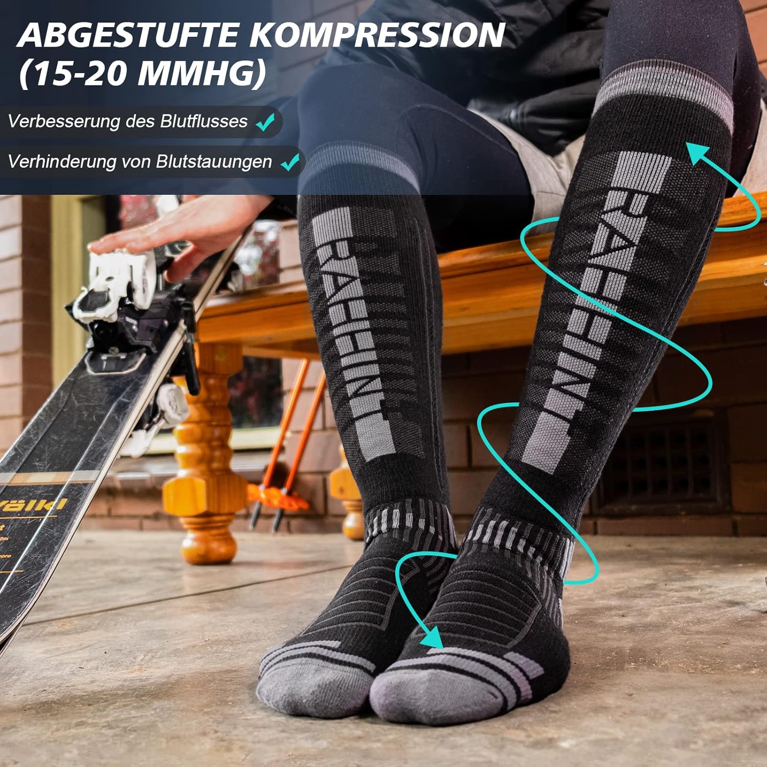 Thumbnail 4 de Rahhint Merinowolle Skisocken knielang 35–42