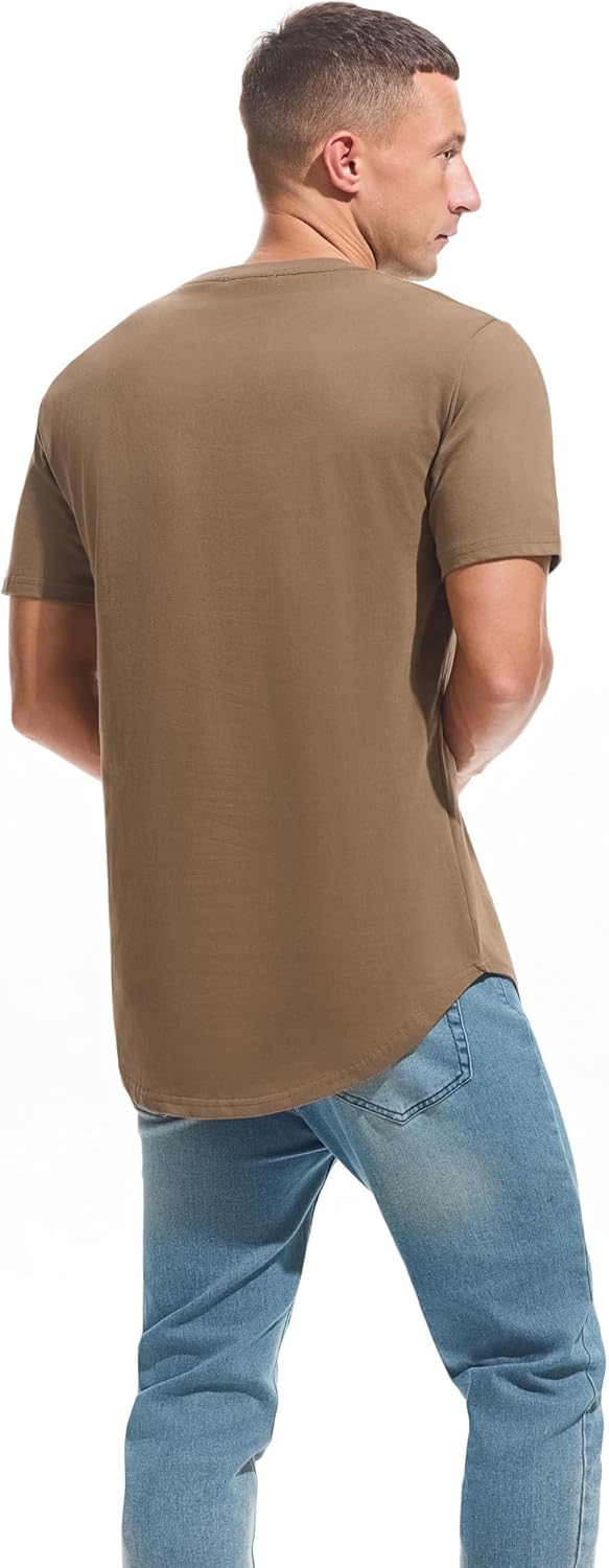 Thumbnail 6 de VEIISAR Herren dickes Rundhalsmantel-T-Shirt aus 100% Baumwolle (Heavy Duty, vorgewaschen) – Longline