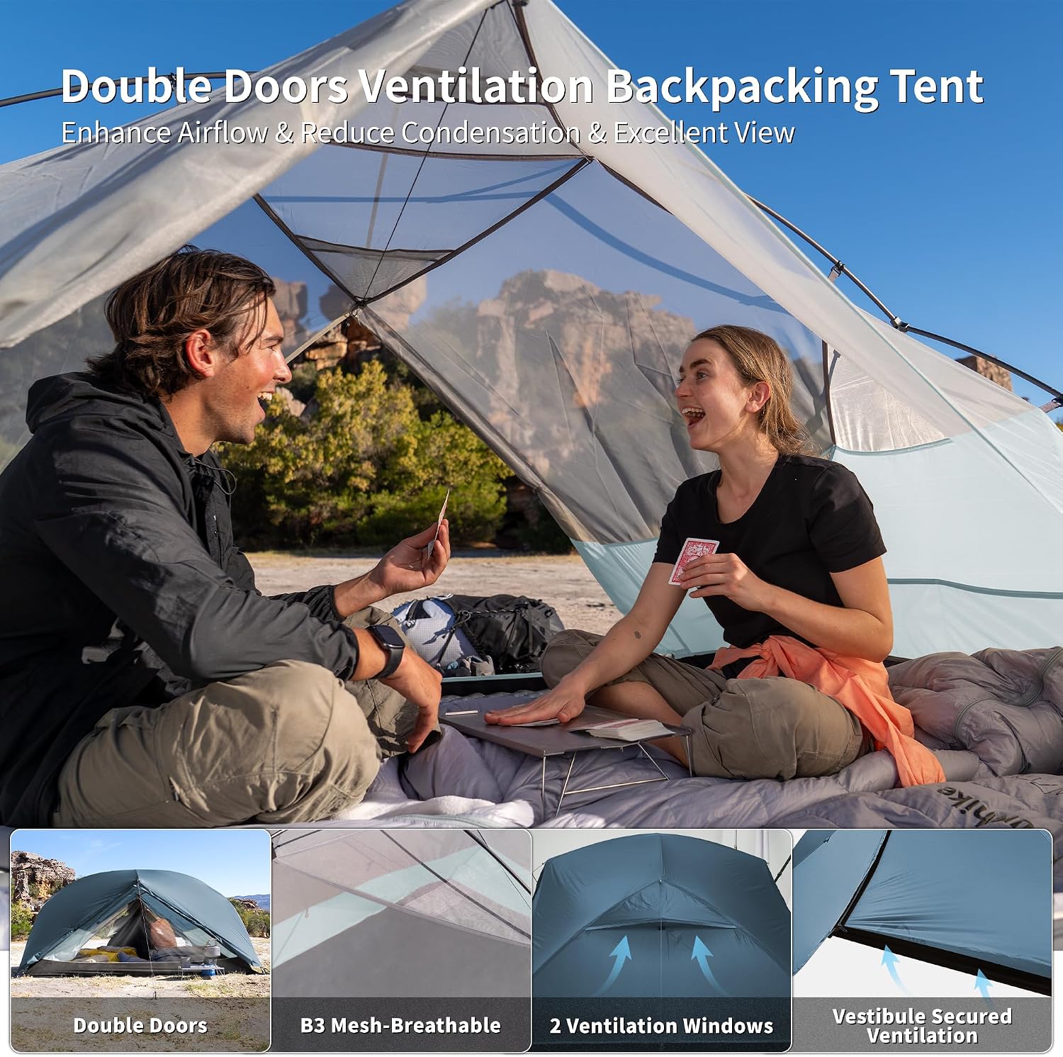 Thumbnail 2 de Naturehike Mongar Base koepeltent voor 2-3 personen, 3000 mm waterkolom, 2 deuren
