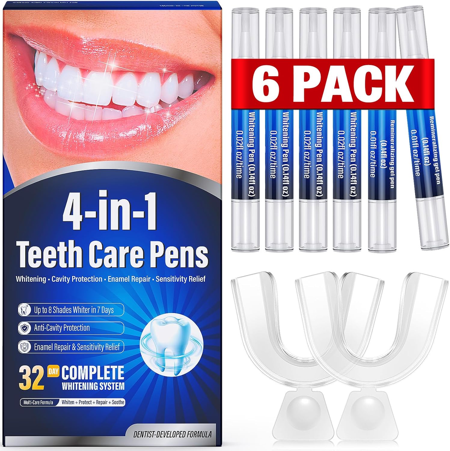 Detalle de Teeth Whitening Pen Kit: 35% Carbamide Peroxide, 6-Pen Set with Remineralizing Pens