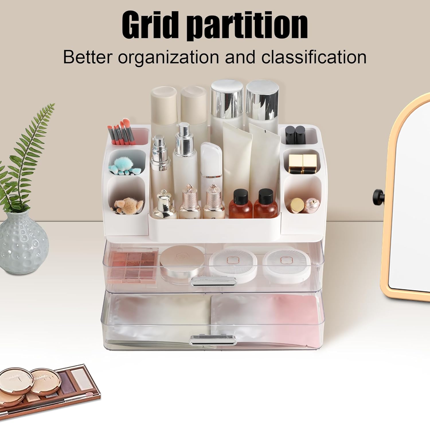 Thumbnail 4 de Dozesheep Large Makeup Organizer Countertop with Drawers in White