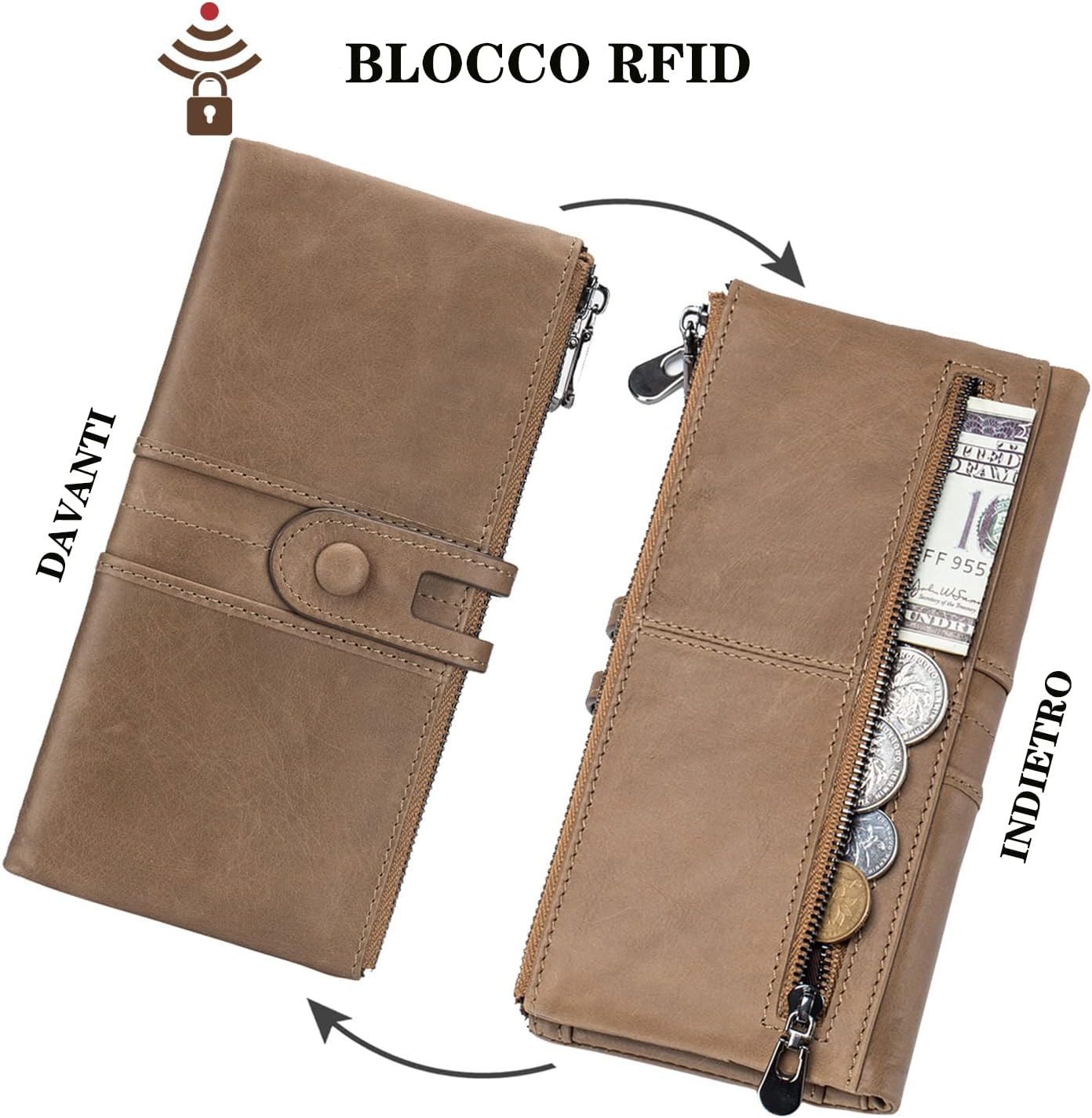 Detalle 2 de Roulens Portafogli donna pelle RFID 10x3x19 cm 👛