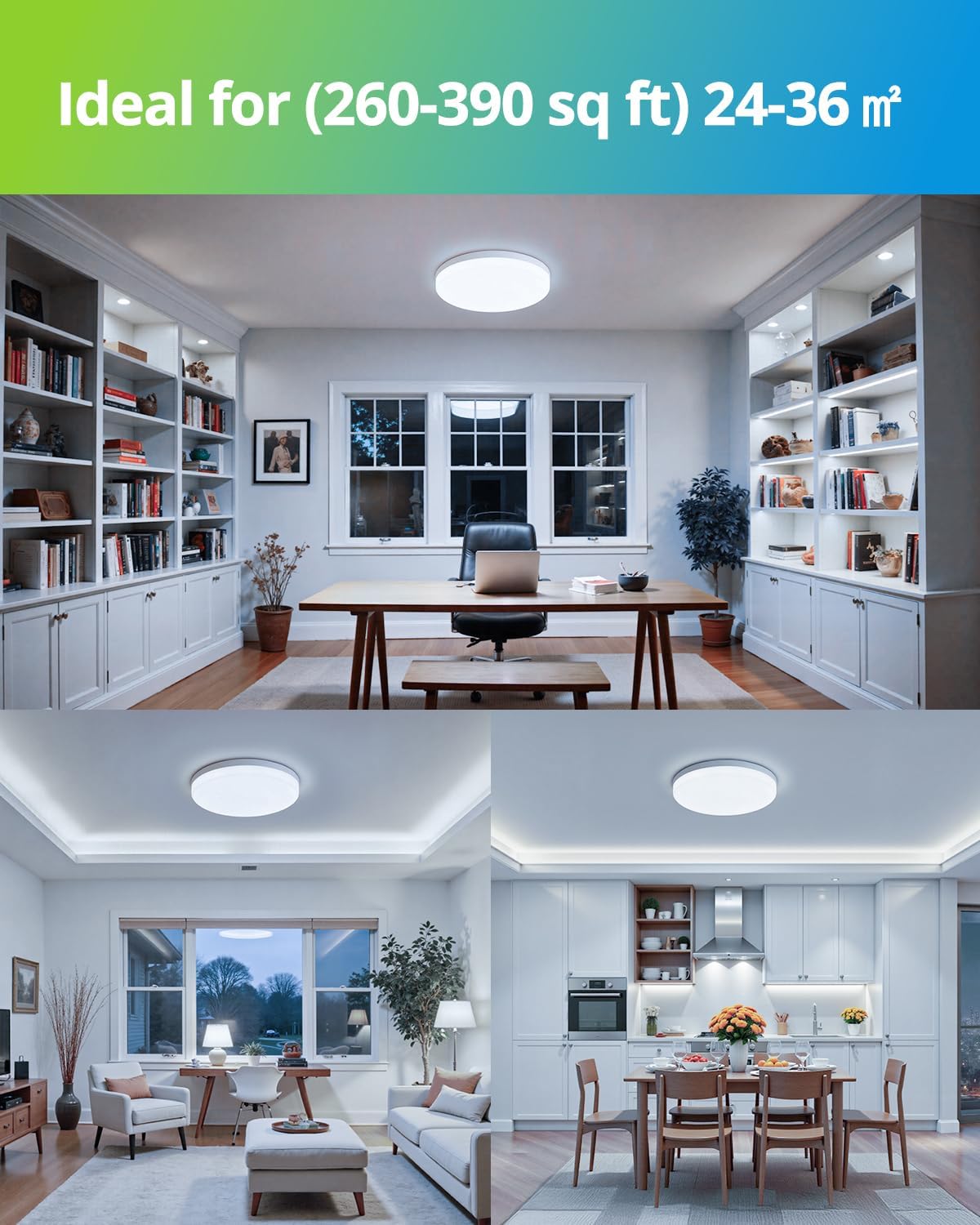 Detalle de Yafido LED-taklampa 48 W, 4 320 lm, 6 500 K och ultratunn design