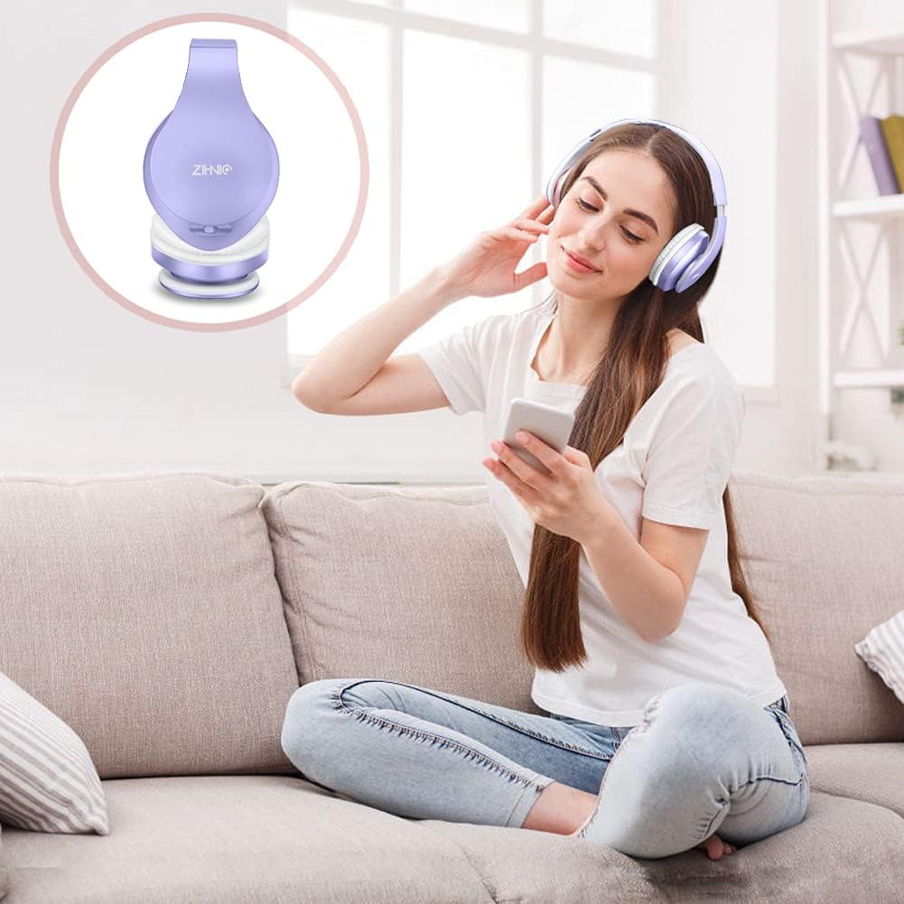 Thumbnail 5 de ZIHNIC Bluetooth Over-Ear Headphones (Purple) – Foldable Wireless + Wired, FM Radio, Micro SD/TF