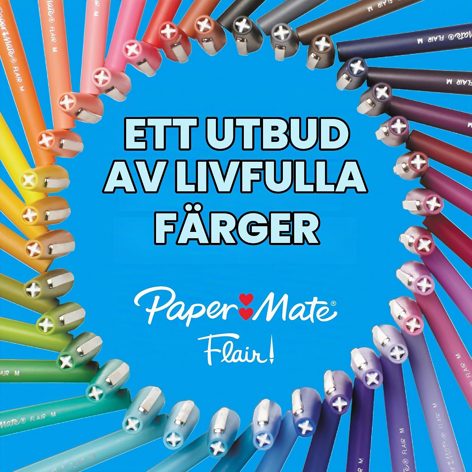 Detalle 2 de Paper Mate Flair filtspetspennor, 0,7 mm mediumspets, 16 sorterade färger