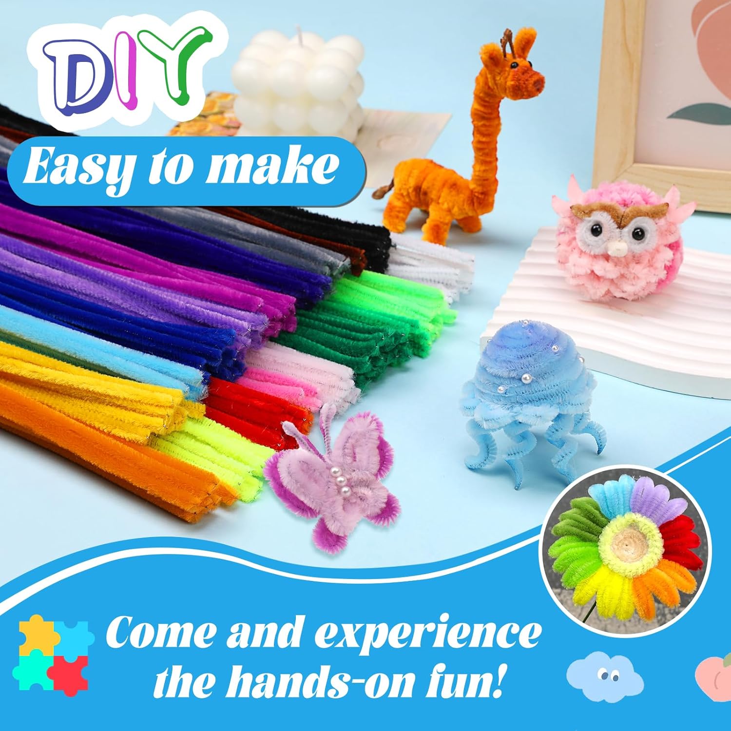 Thumbnail 5 de ZXIIXZ 200-Piece Pipe Cleaners (20 Colors) for Crafts, DIY Home Arts & Decorations
