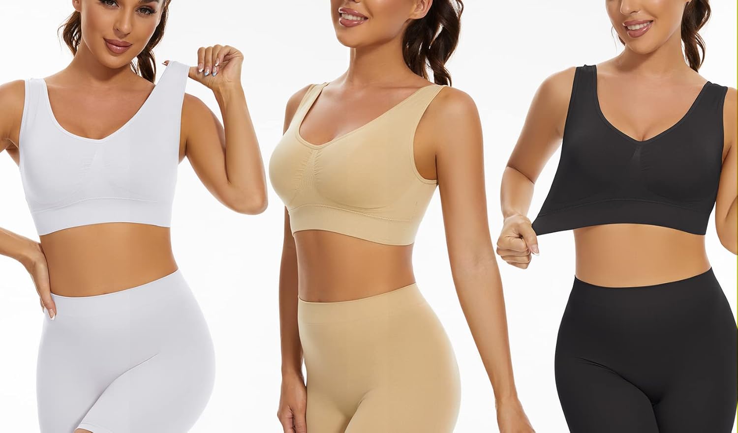 Thumbnail 3 de Lemef 3-Pack Seamless Wirefree Yoga Sports Bra with Removable Pads for Women