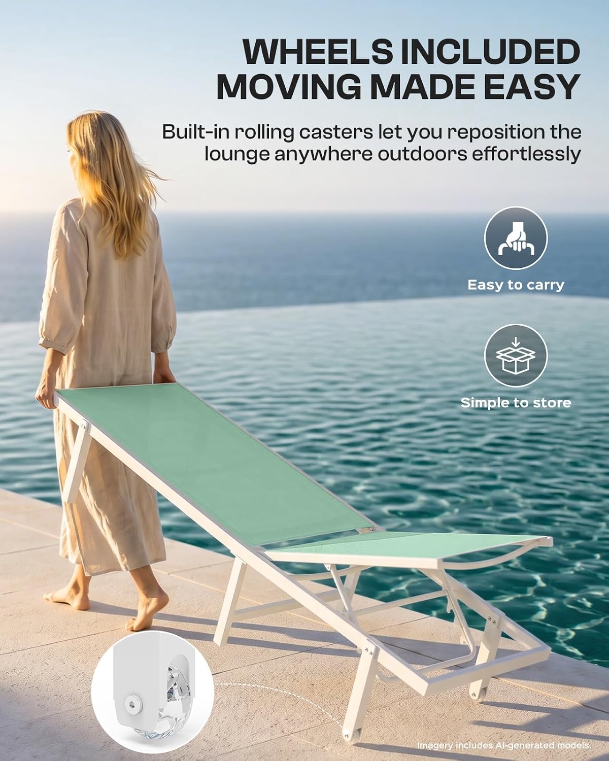Thumbnail 2 de Oasbira OS-GL-6181 Outdoor Lounge Chairs, Set of 2, Aluminum Frame