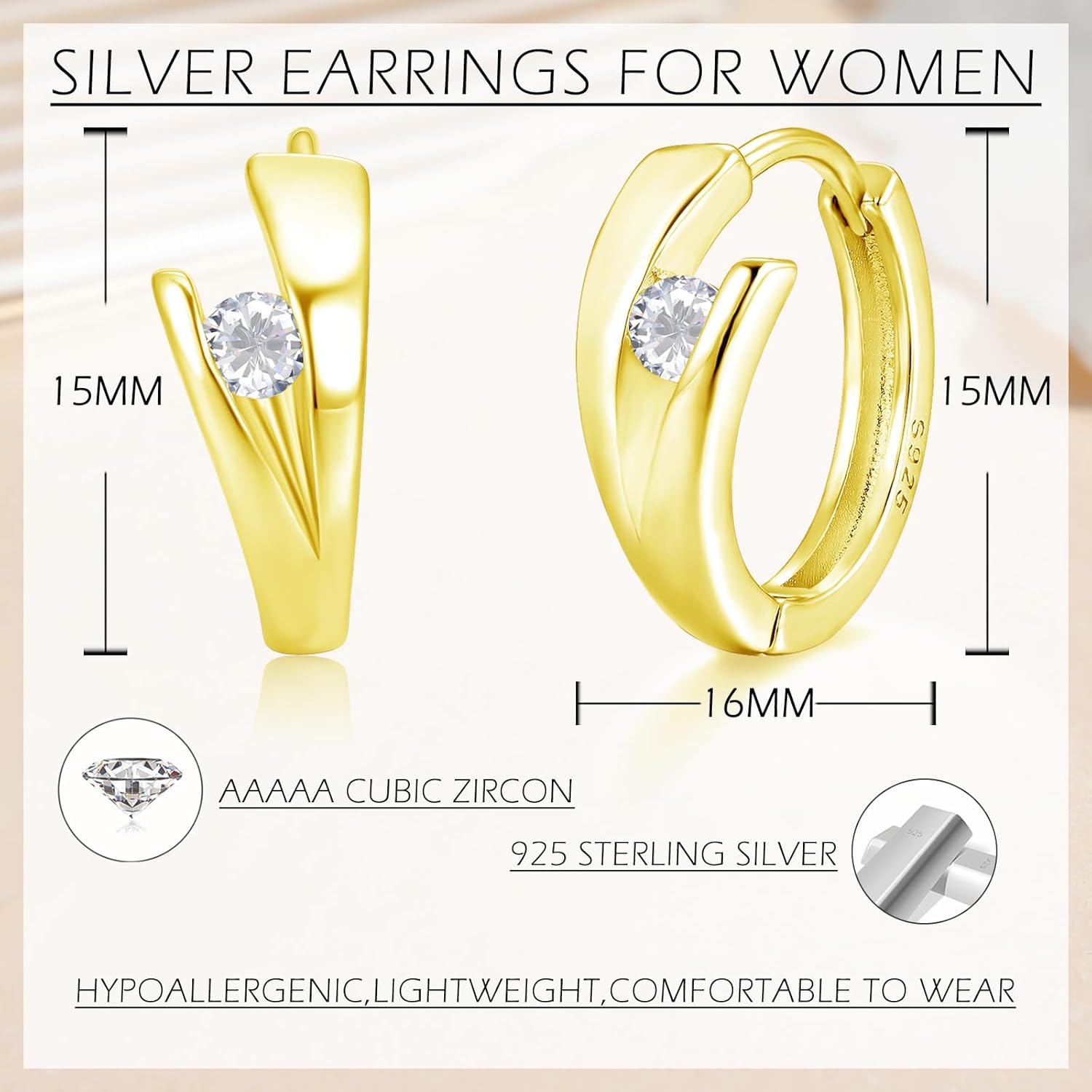 Thumbnail 1 de Loutade Creolen Silber 925 Klein – Oval Twisted mit Zirkonia, hypoallergen, 15x15 mm