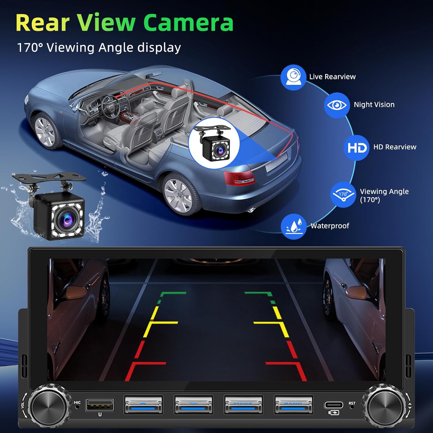 Thumbnail 3 de Autoradio 1 DIN con Schermo Wireless CarPlay & Android Auto – 6,86" HD Touch, Telecamera Retromarcia