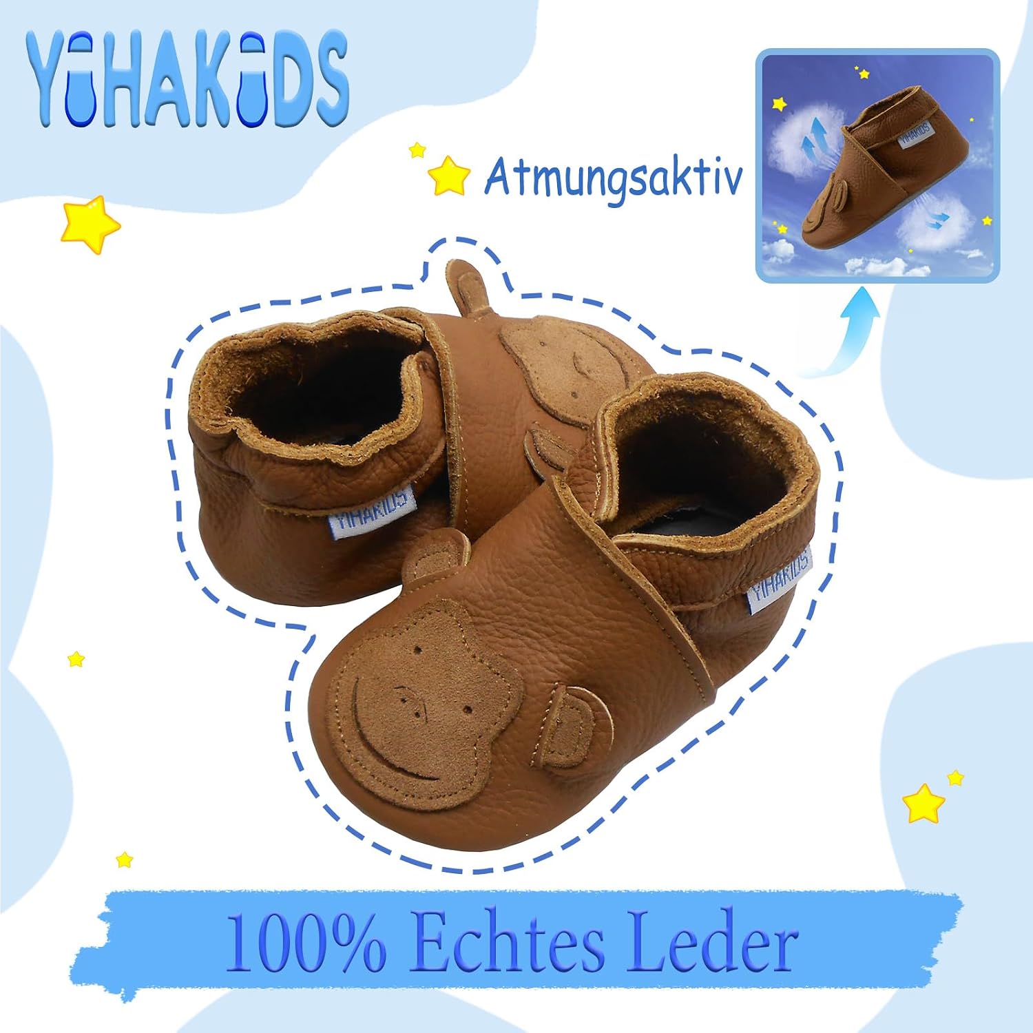 Detalle 2 de YIHAKIDS Weiche Leder Krabbelschuhe