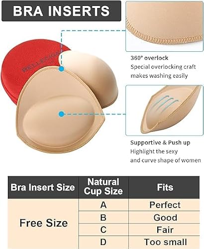 Detalle de RELLECIGA Coussinets Push-Up Amovibles Beige – Rembourrage pour Soutien-Gorge, Bikini et Lingerie