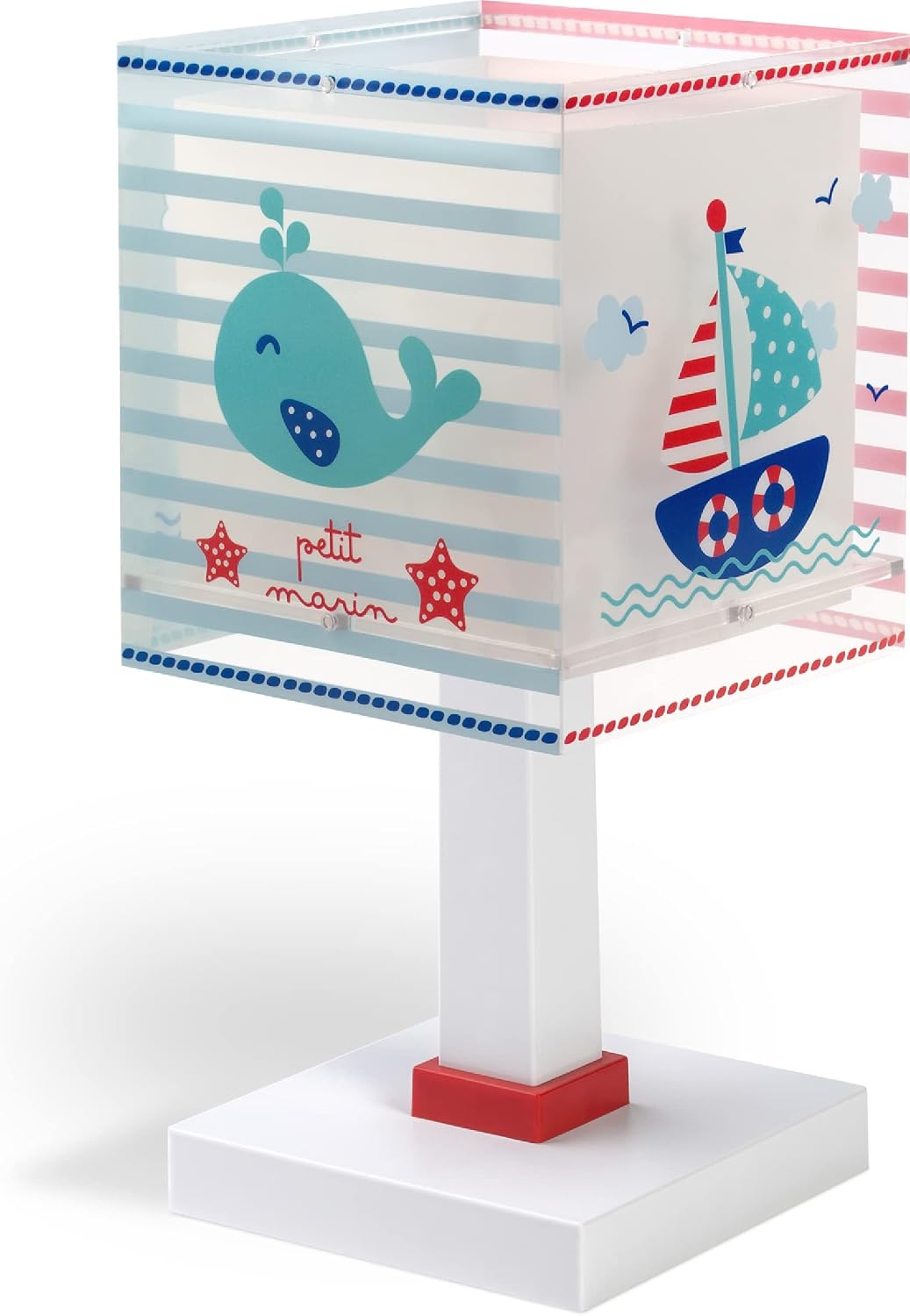 Detalle de Dalber Petit Marin Seemann Wal Blau – Kinder Tischlampe mit maritimem Charme (E14, 40W MAX)