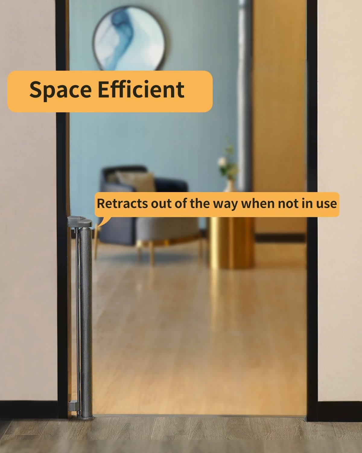 Thumbnail 3 de Retractable Mesh Safety Baby or Dog Gate (86cm Tall) – Expands up to 180cm, Grey