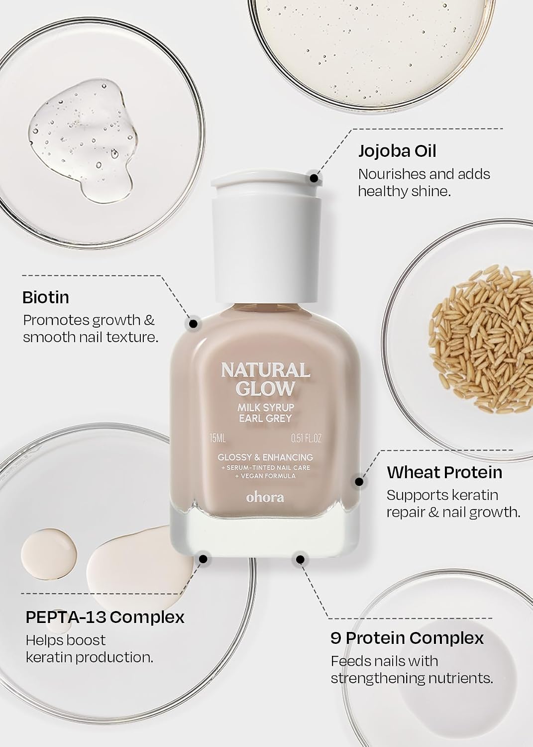 Thumbnail 6 de ohora Earl Grey Nail Strengthener, Tinted Nail Concealer with Glossy Finish, 15 mL