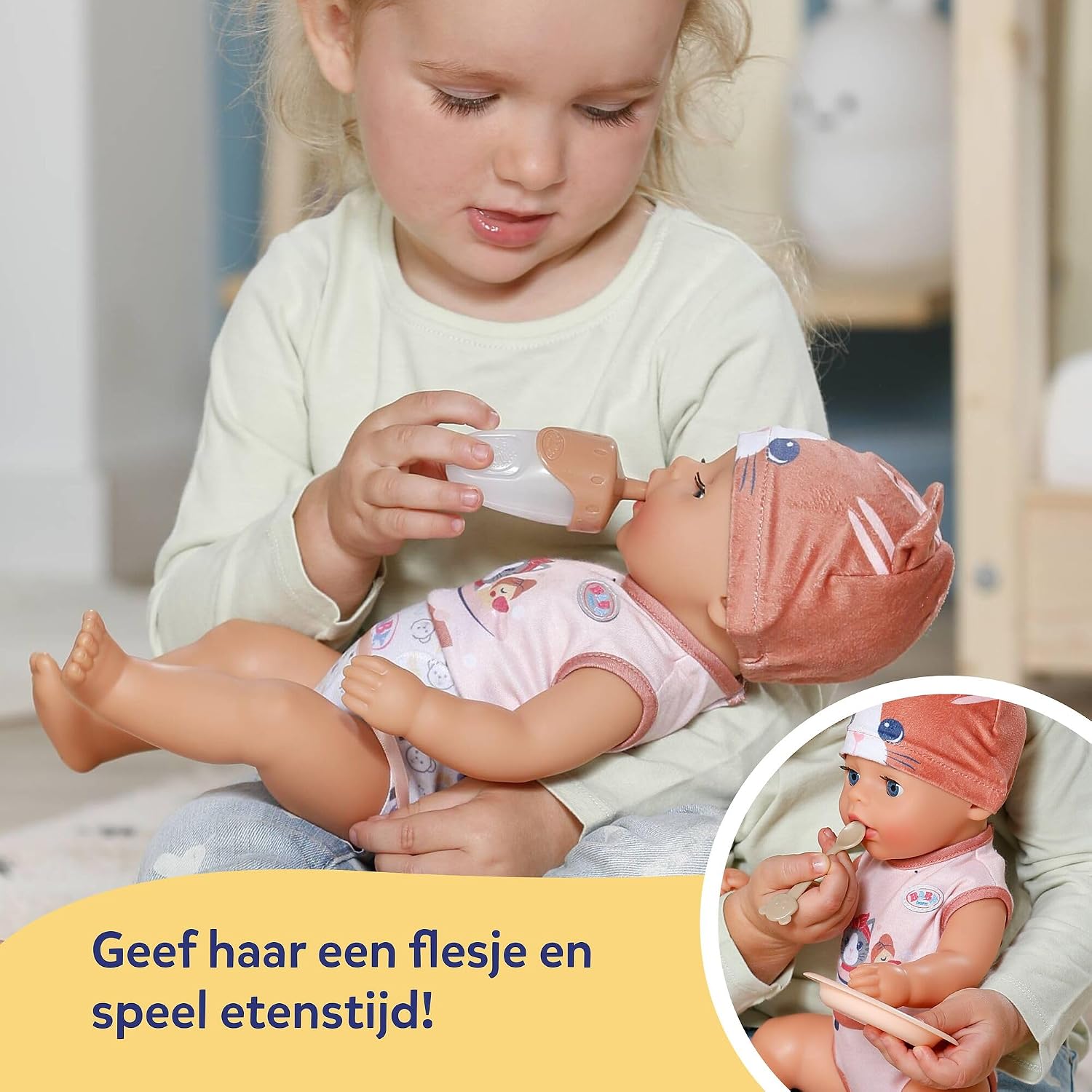 Thumbnail 3 de BABY born Lena 839577 babypop van 36 cm met kattenromper en 7 functies