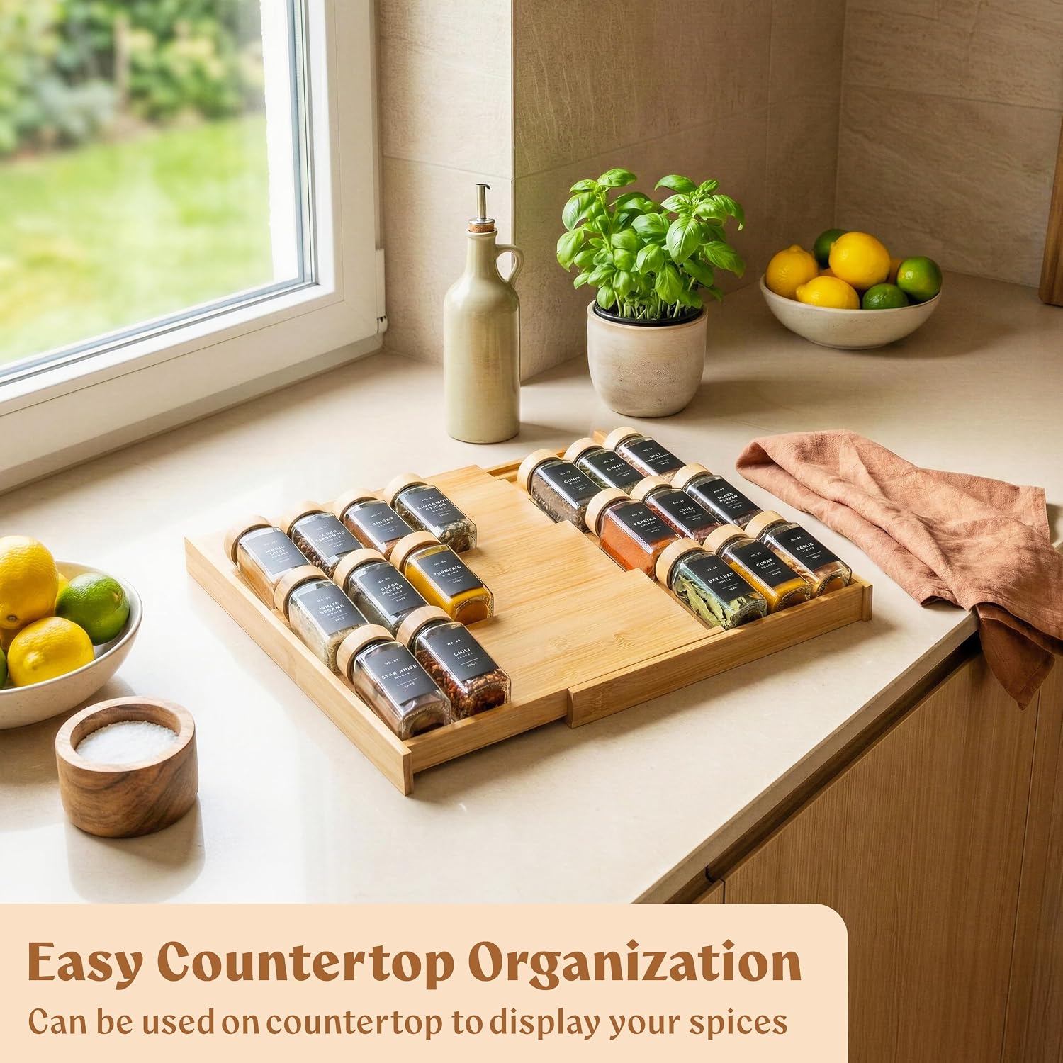 Thumbnail 5 de EDELHAUS Bamboo Spice Drawer Organizer 12–24 in 🧂