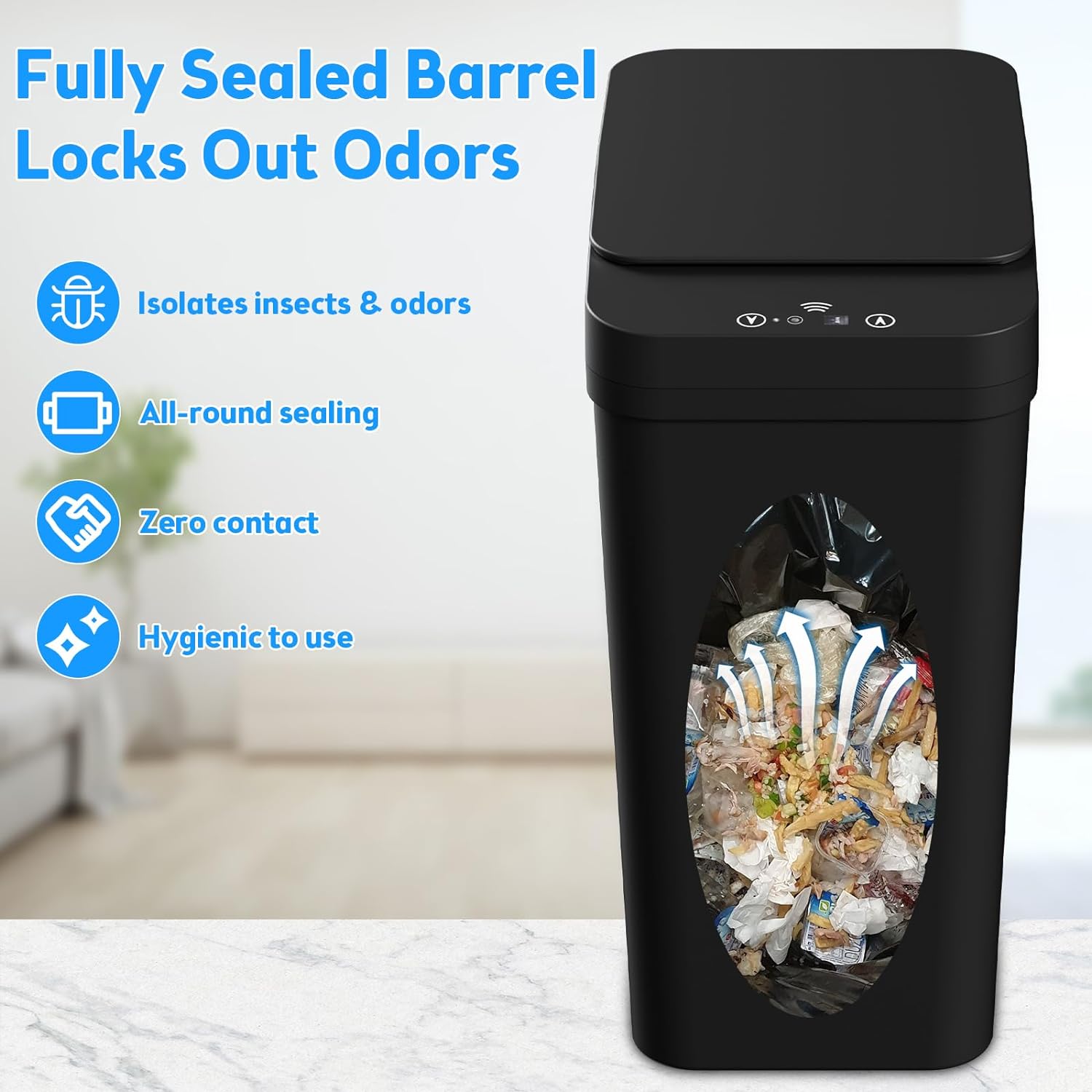 Thumbnail 5 de KOEYLE Bathroom Trash Can with Lid (2-Pack, 2.2 Gallon) Touchless Automatic Sensor Smart Bin, Black
