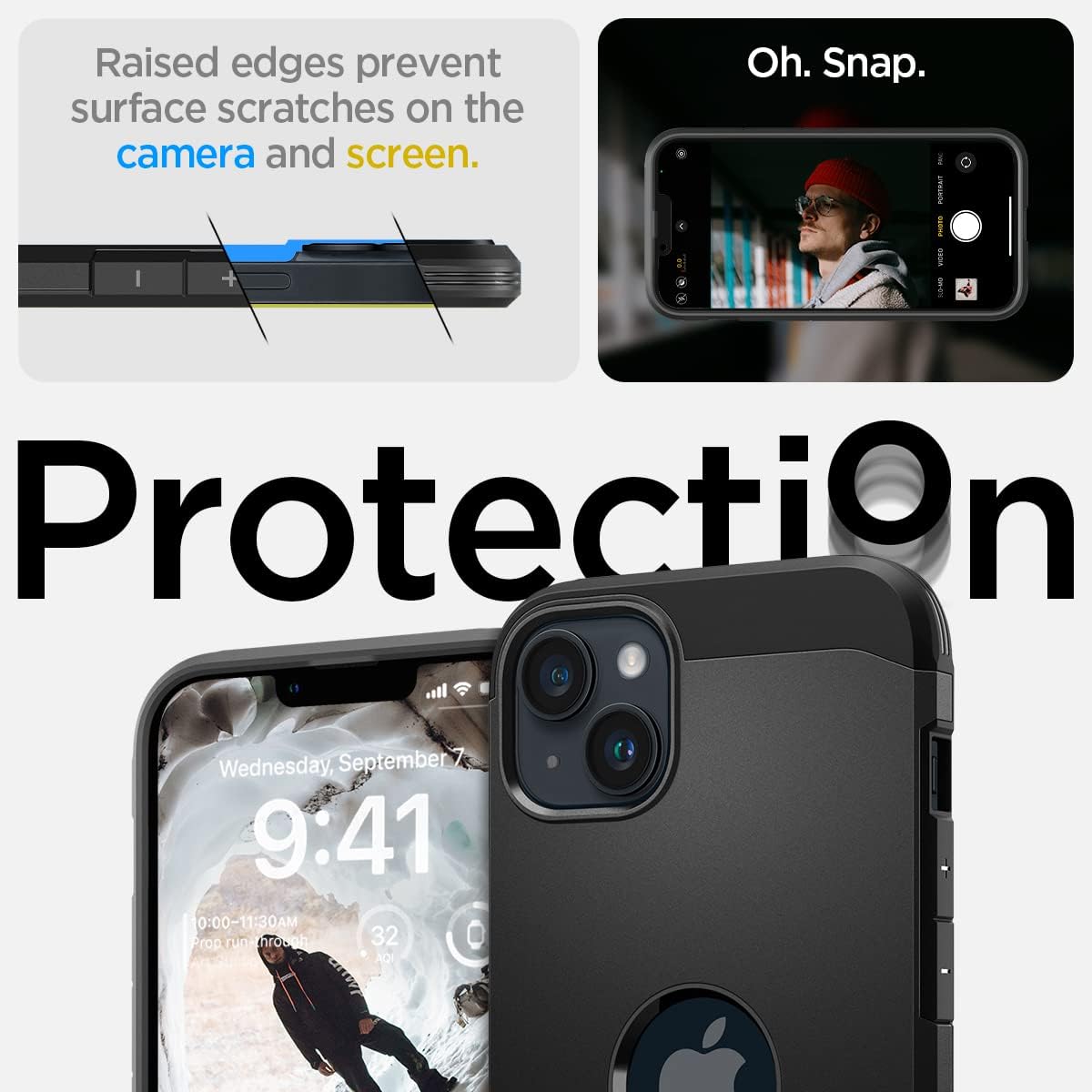 Detalle de Spigen Tough Armor Magfit pour iPhone 14 : coque MagSafe noire