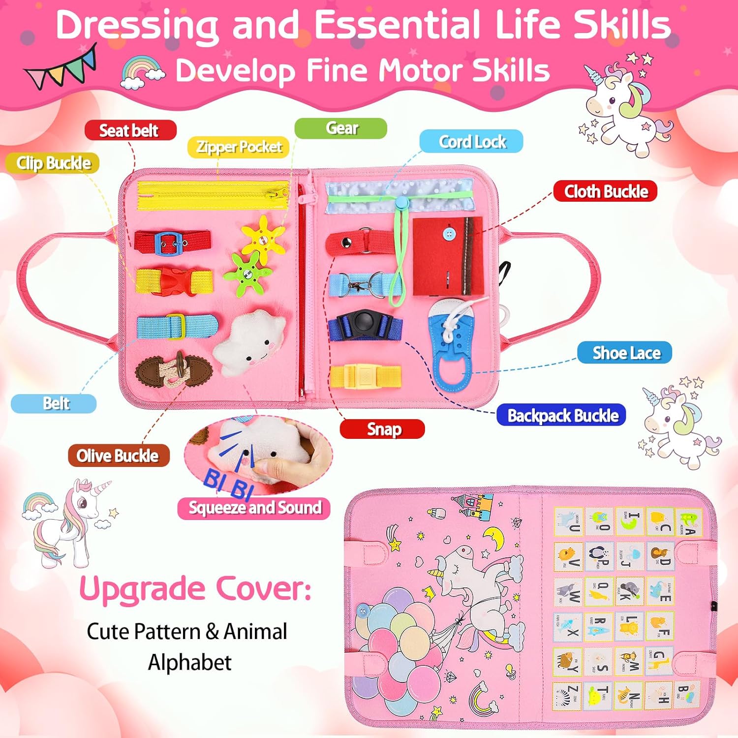 Thumbnail 1 de Esjay Toddler Busy Board Montessori Toys for Girls: Multi-Page Sensory Learning Board