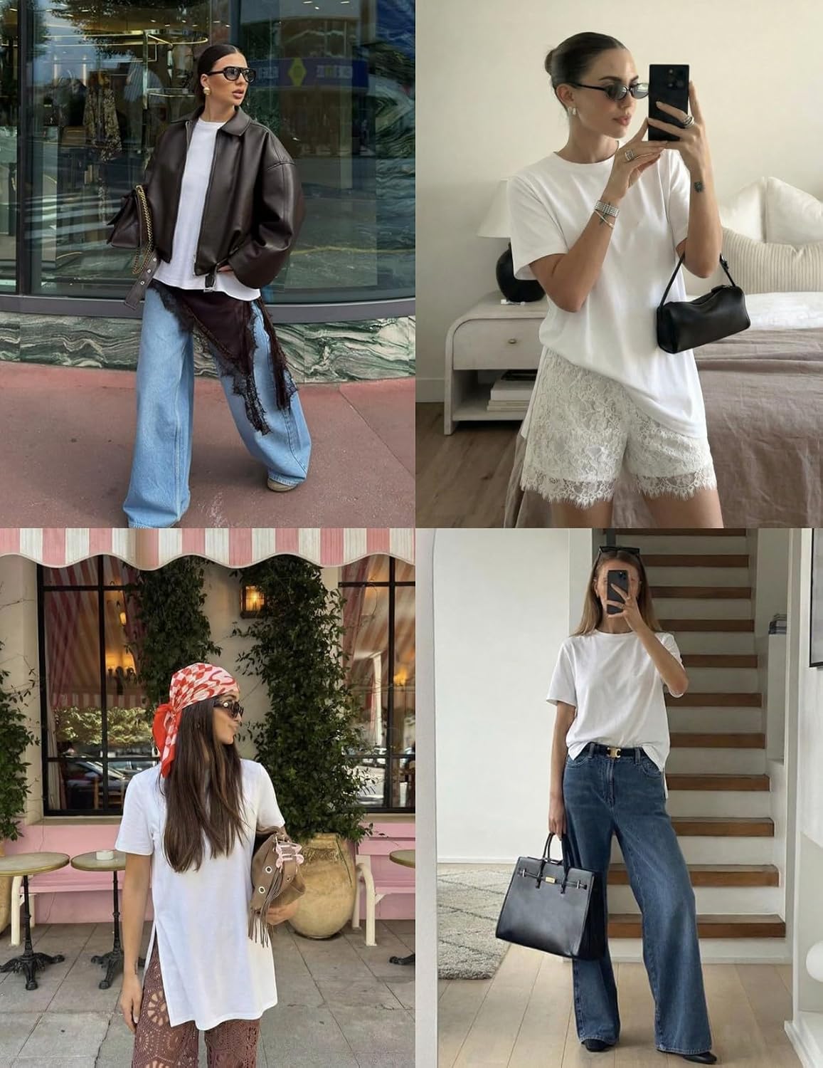 Detalle de Ekouaer 3 Pack Women’s Oversize T-Shirts – Basic Short Sleeve Loose Fit Maternity Tops (S-XXL)