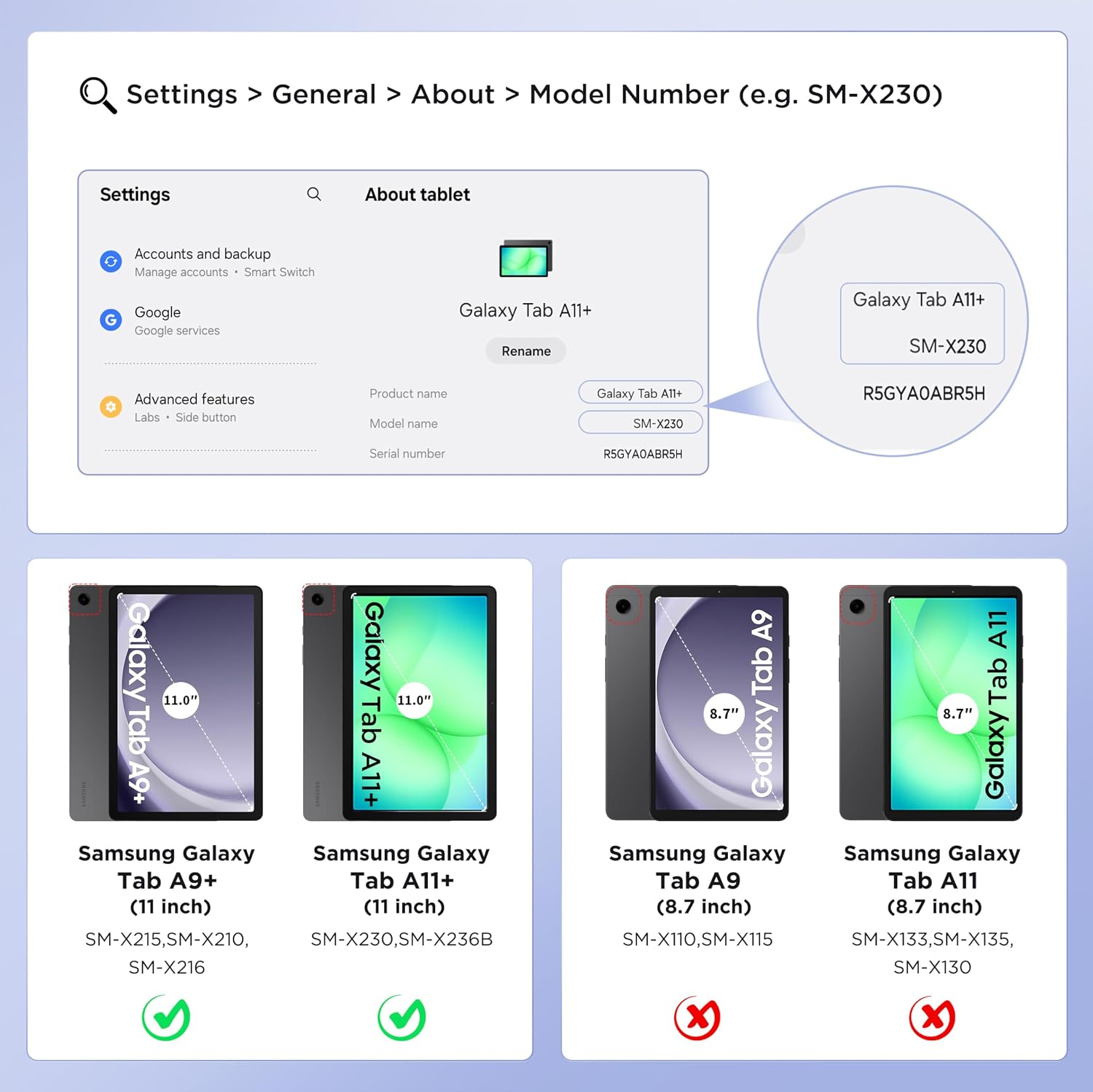 Detalle de EasyAcc Hülle für Samsung Galaxy Tab A11+ / A9+ 11 Zoll (2025) – Ultradünn mit Standfunktion & Auto Sleep/Wake, Dunkelblau
