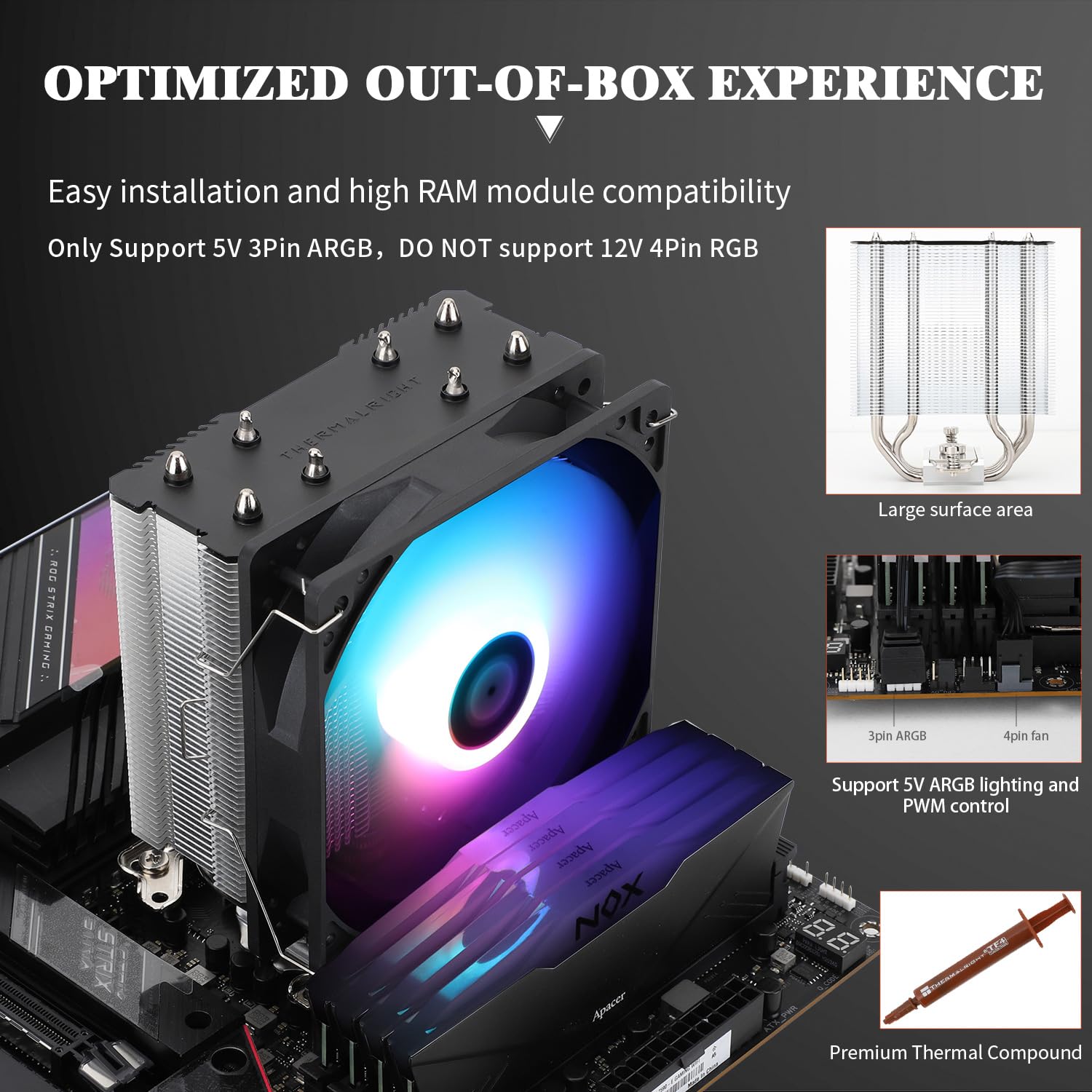 Thumbnail 2 de Thermalright AssassinX120 SE ARGB CPU-luchtkoeler met 4 heatpipes en PWM-ventilator