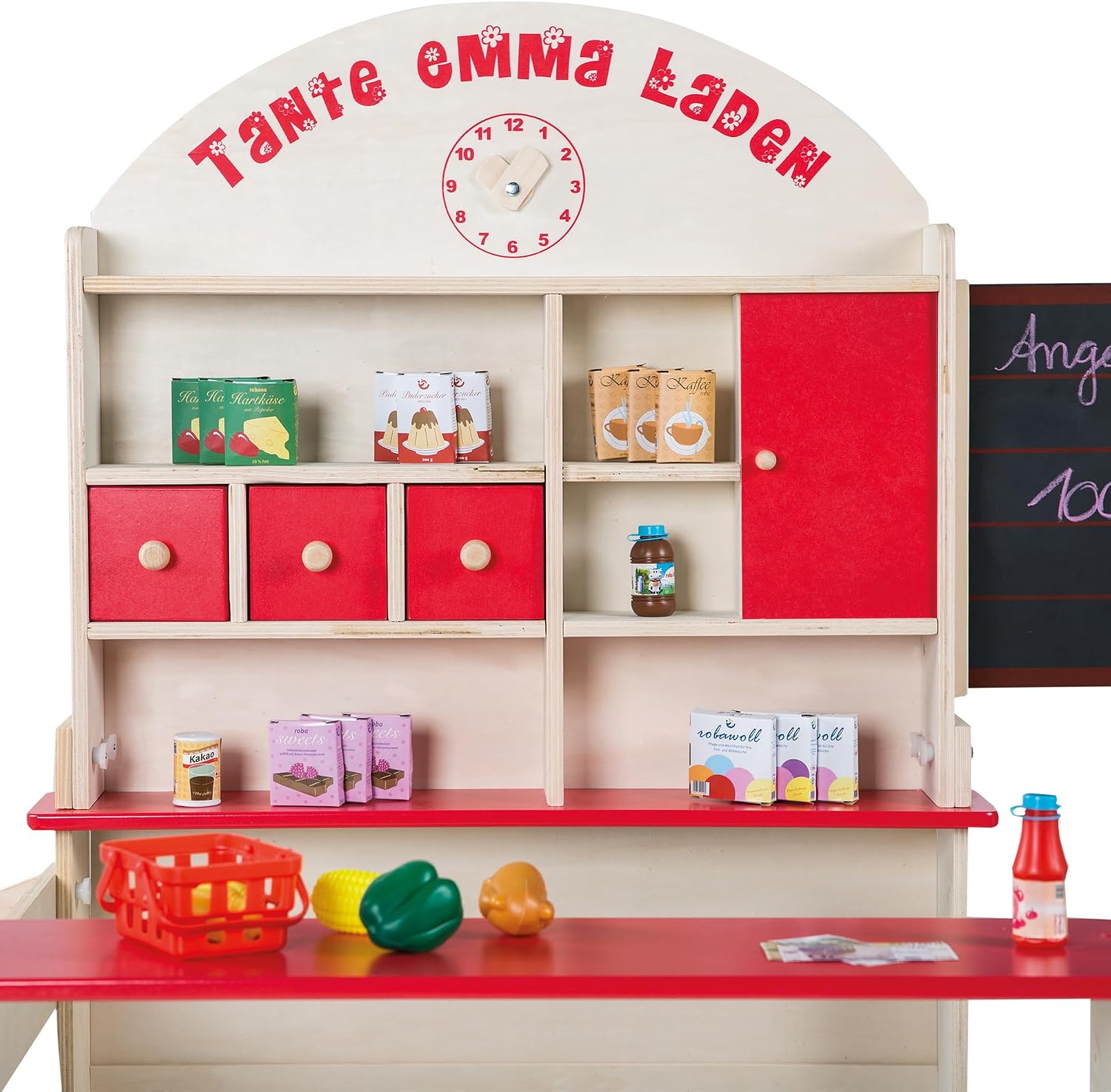 Detalle de Roba Tante Emma houten speelgoedwinkel met toonbank, zijtafel en schrijfvlak