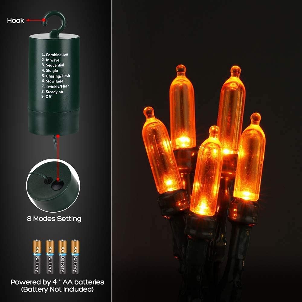 Detalle de Joomer 33FT 100-LED Orange Halloween String Lights with 8 Modes and Timer