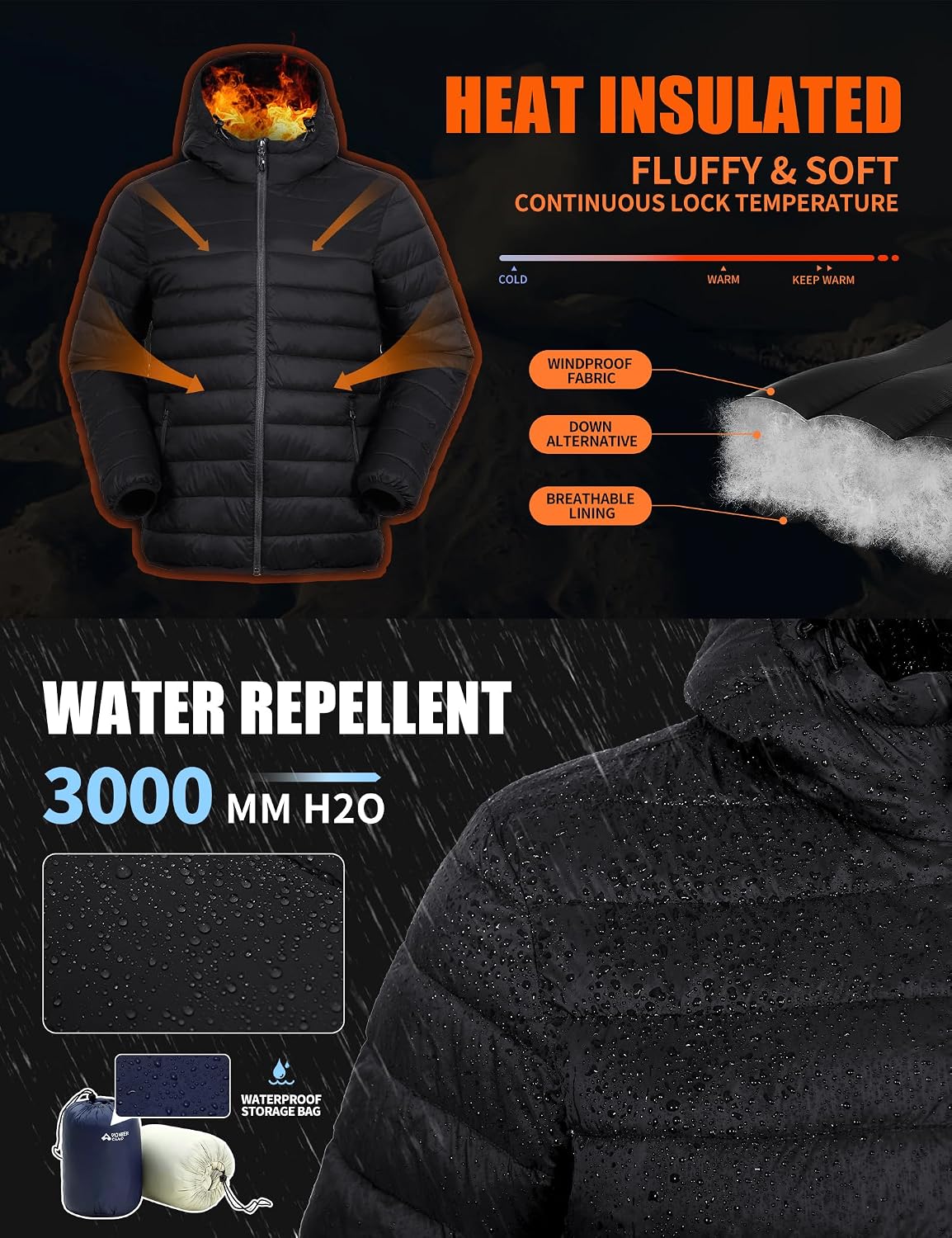 Detalle 2 de Pioneer Camp Mens Lightweight Packable Puffer Jacket 1 Hooded