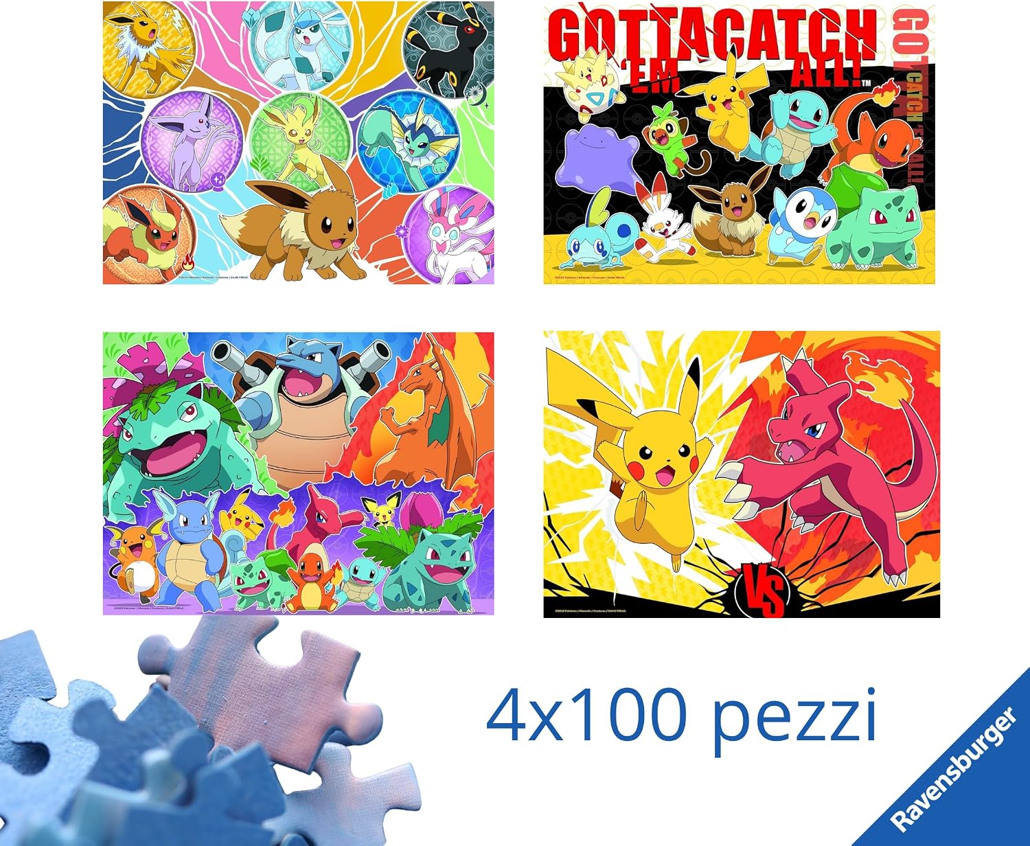 Thumbnail 1 de Ravensburger Pokémon 4 Pack puzzle bambini 5 anni da 100 pezzi (4 puzzle) Soft-Click