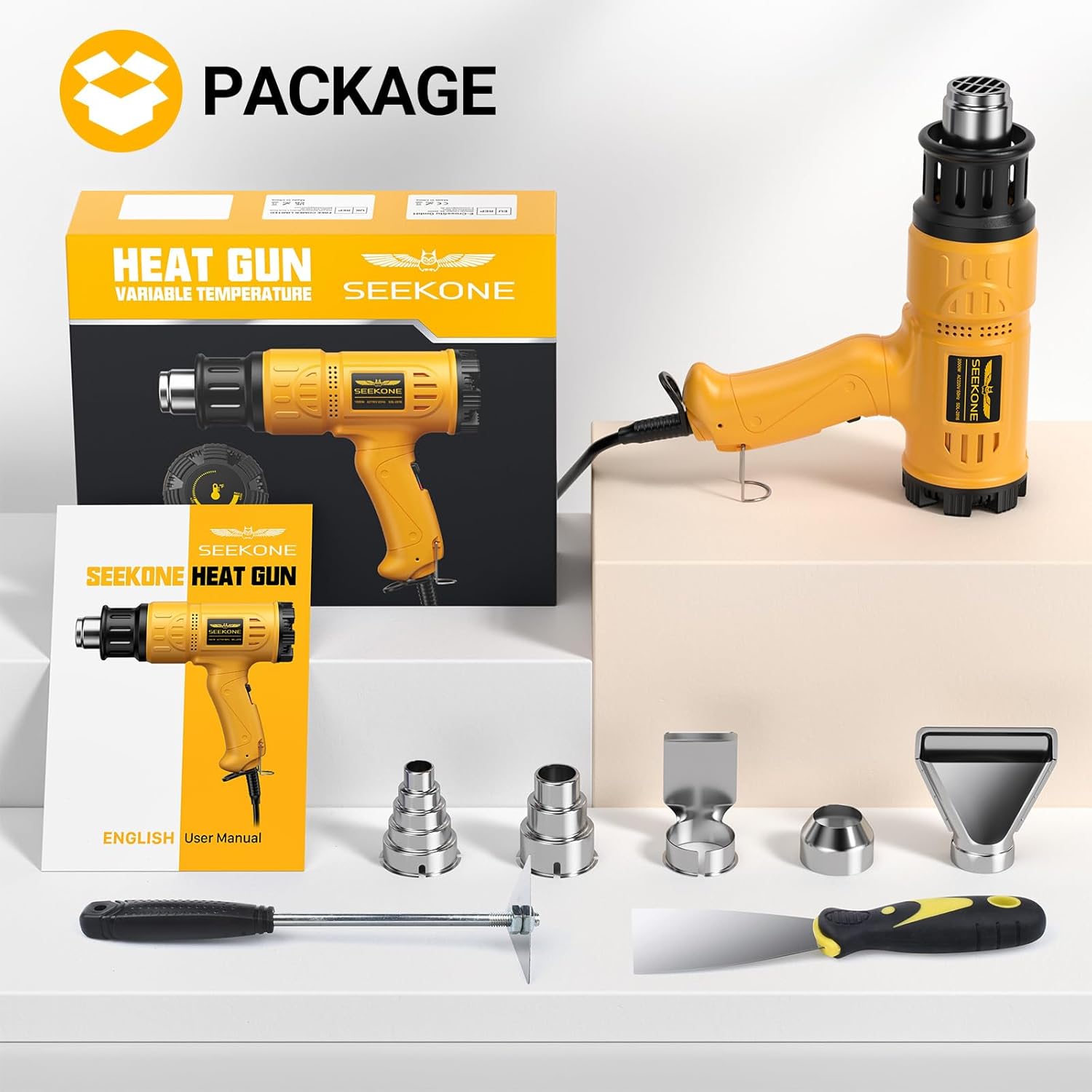 Thumbnail 6 de SEEKONE 2000W Professional Hot Air Gun (50–600℃) with Variable Temperature Control & Overload Protection