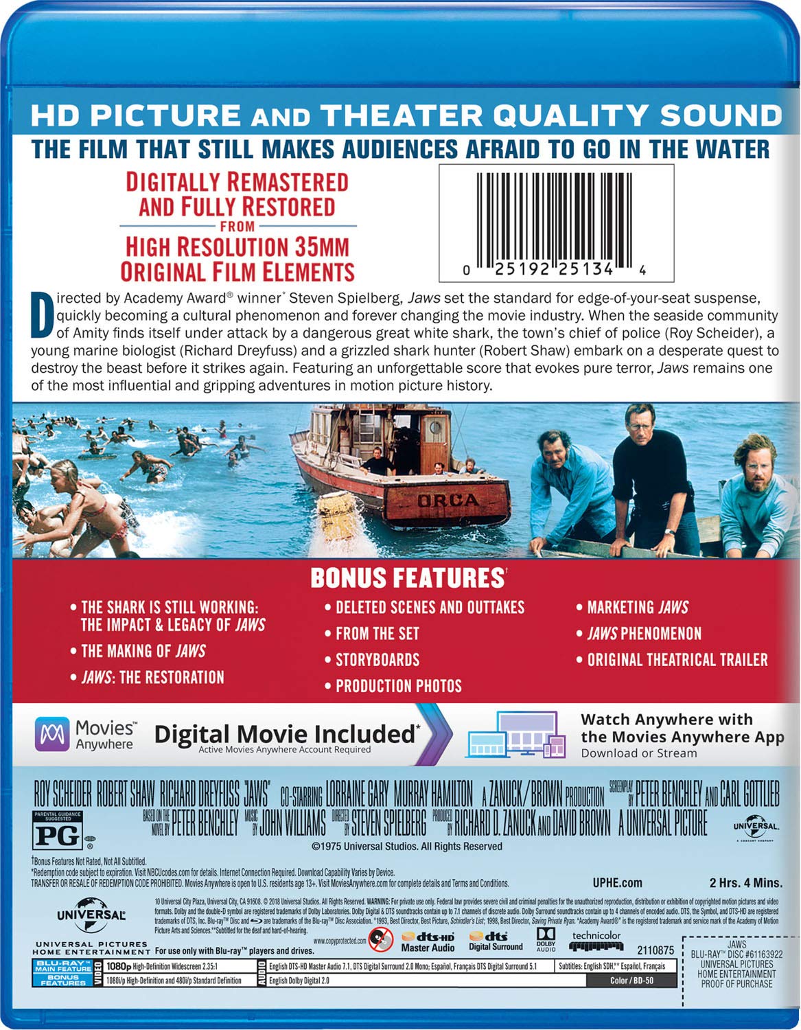 Detalle 2 de Jaws MHV61163922BR Blu-ray Movie with English DTS-HD Master Audio 7.1