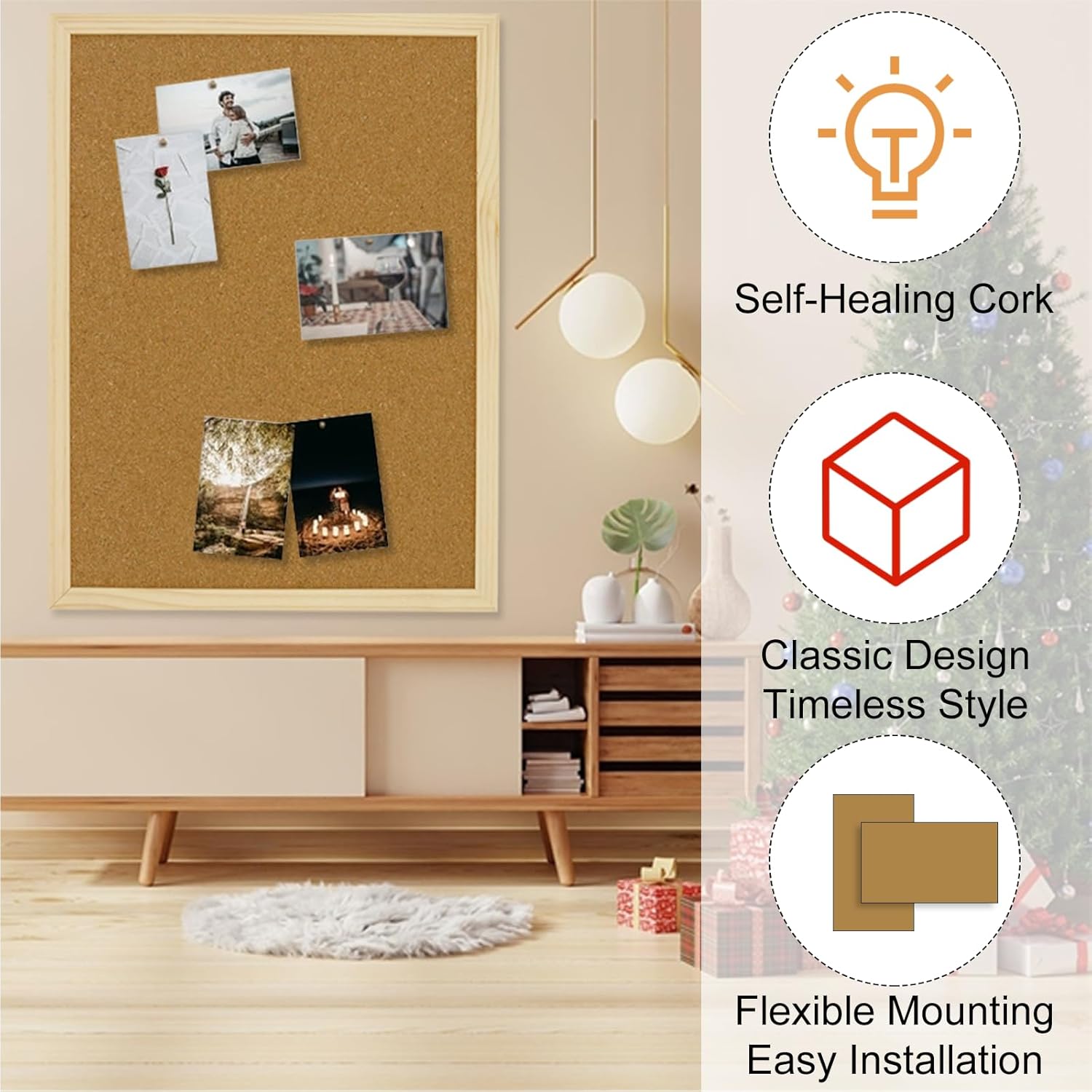Thumbnail 2 de OWLKELA Pinnwand Kork 90x60 – naturbelassene Korktafel mit Befestigungsmaterial