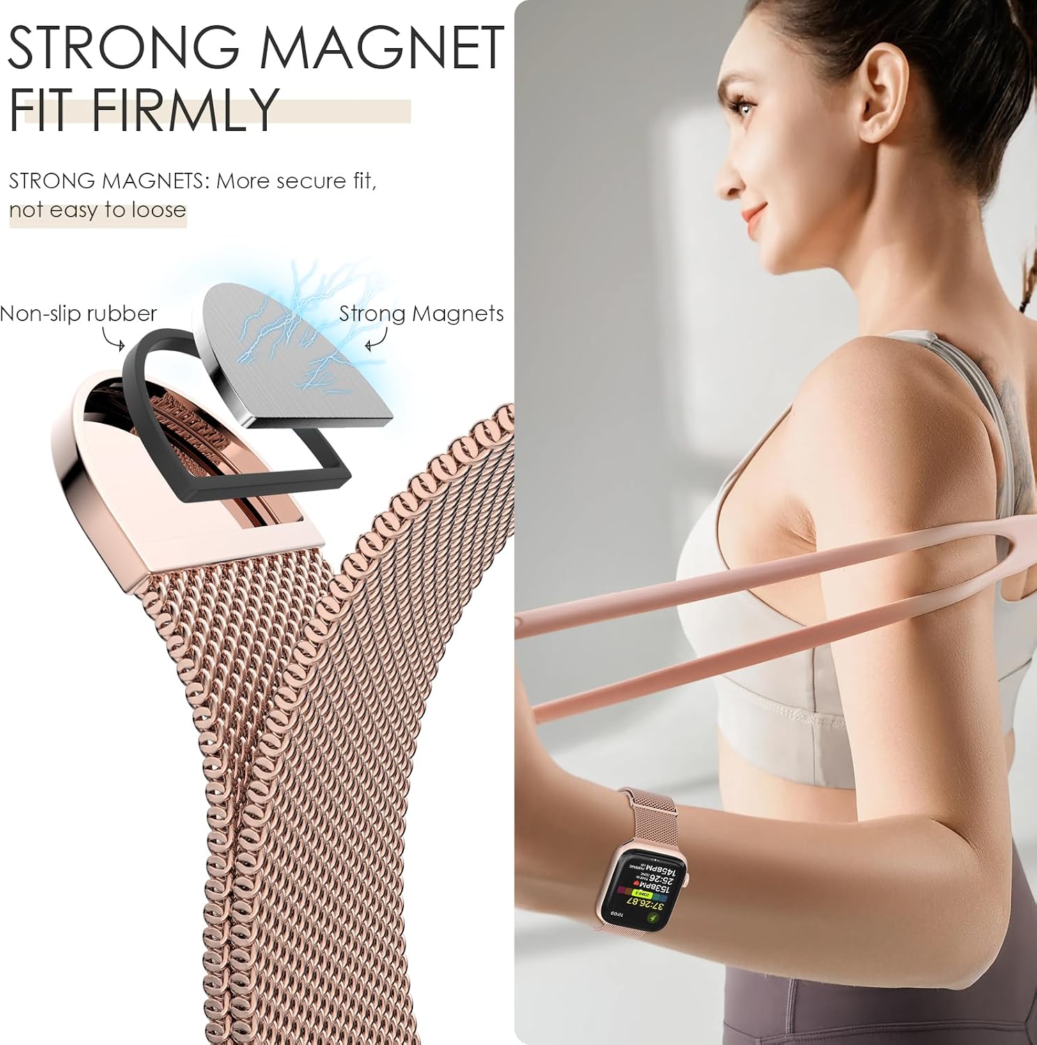 Thumbnail 3 de EPULY Milanese Loop Magnetic Clasp Metal Watch Strap (Apple Watch 38/40/41/42/44/45/46/49mm)