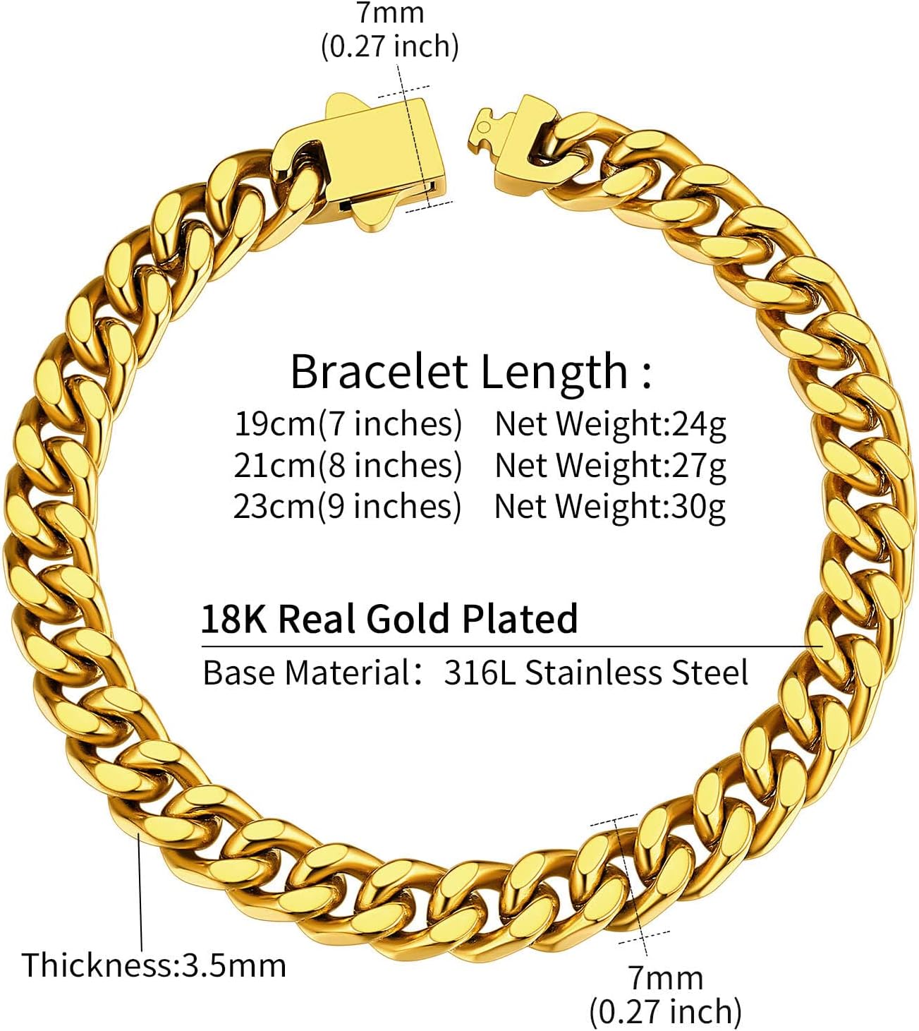 Thumbnail 5 de ChainsHouse Gourmette 19 cm maille cubaine 7 mm
